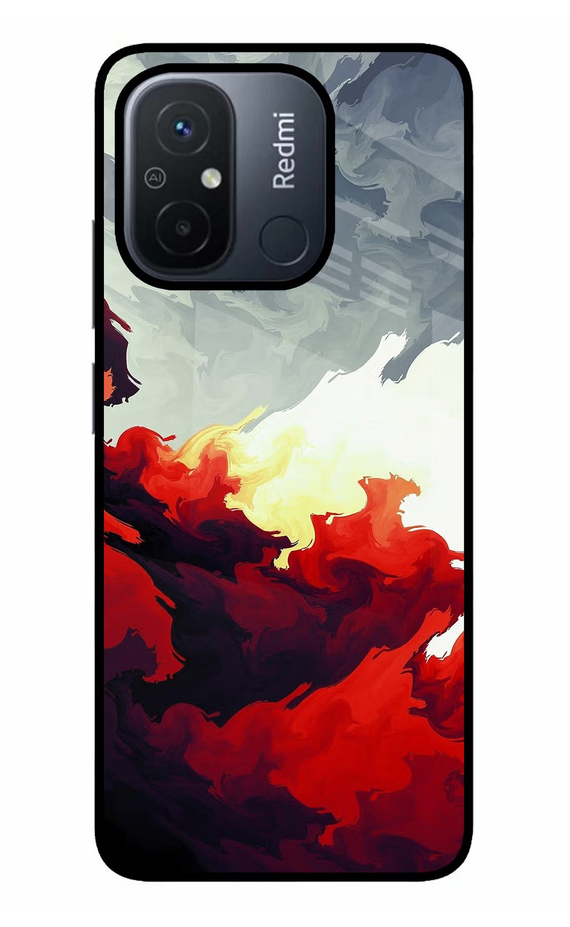 Fire Cloud Redmi 12C Back Cover - Fire Cloud Redmi 12C Glass Case Back Cover by Casekaro Fire Cloud Redmi 12C Glass Case Back Cover by Casekaro