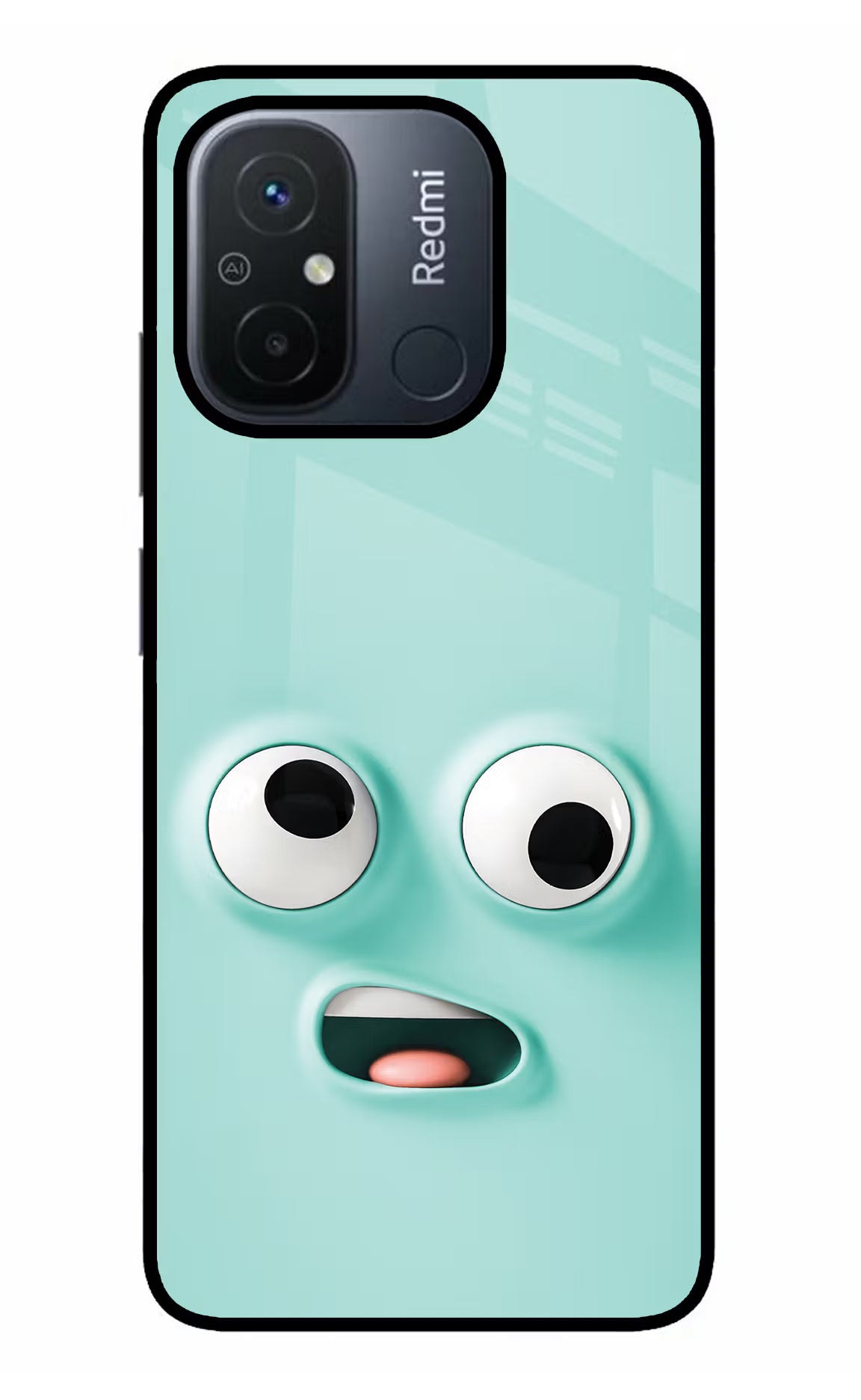 Funny Cartoon Redmi 12C Glass Case Back Cover by Casekaro