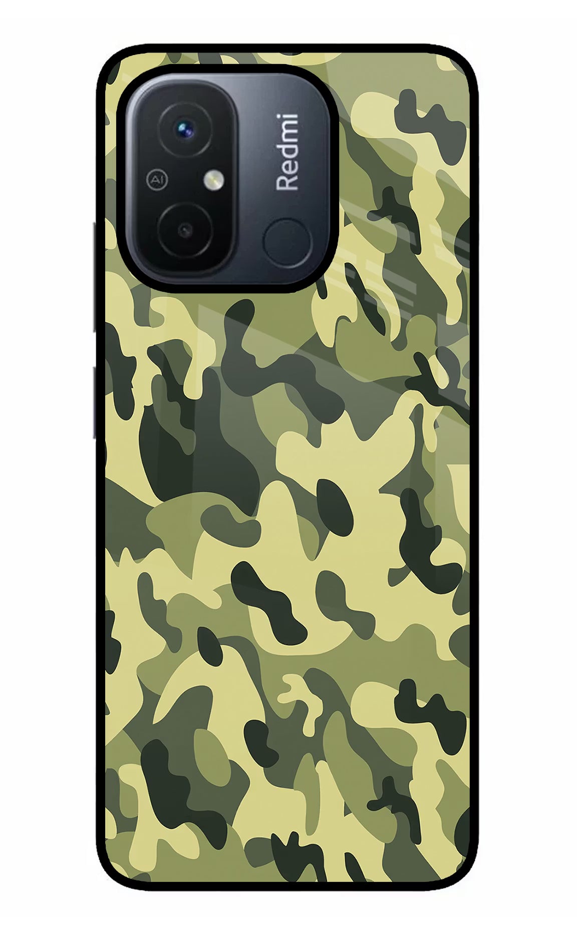 Camouflage Redmi 12C Glass Case - Camouflage Redmi 12C Glass Case Camouflage Redmi 12C Glass Case