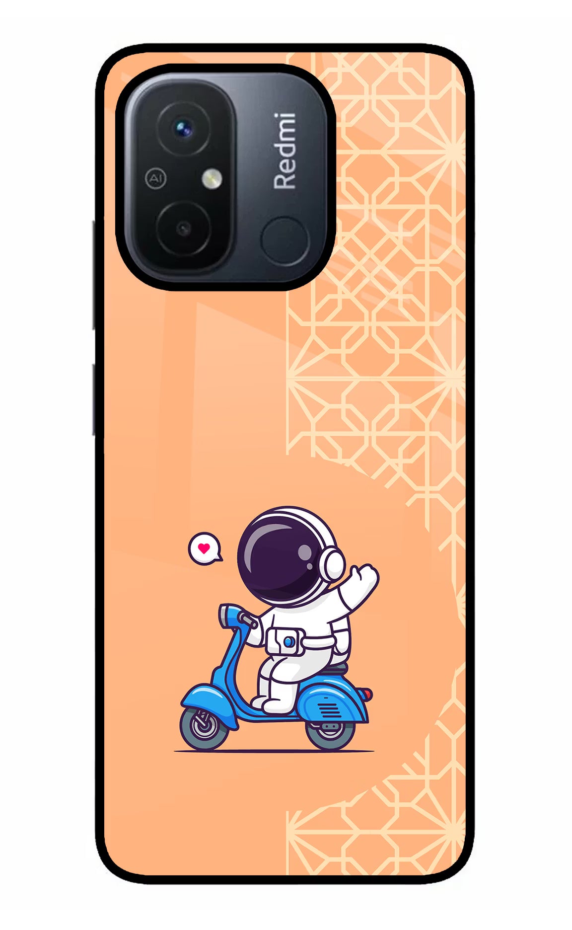 Cute Astronaut Riding Redmi 12C Glass Case - Cute Astronaut Riding Redmi 12C Glass Case Cute Astronaut Riding Redmi 12C Glass Case