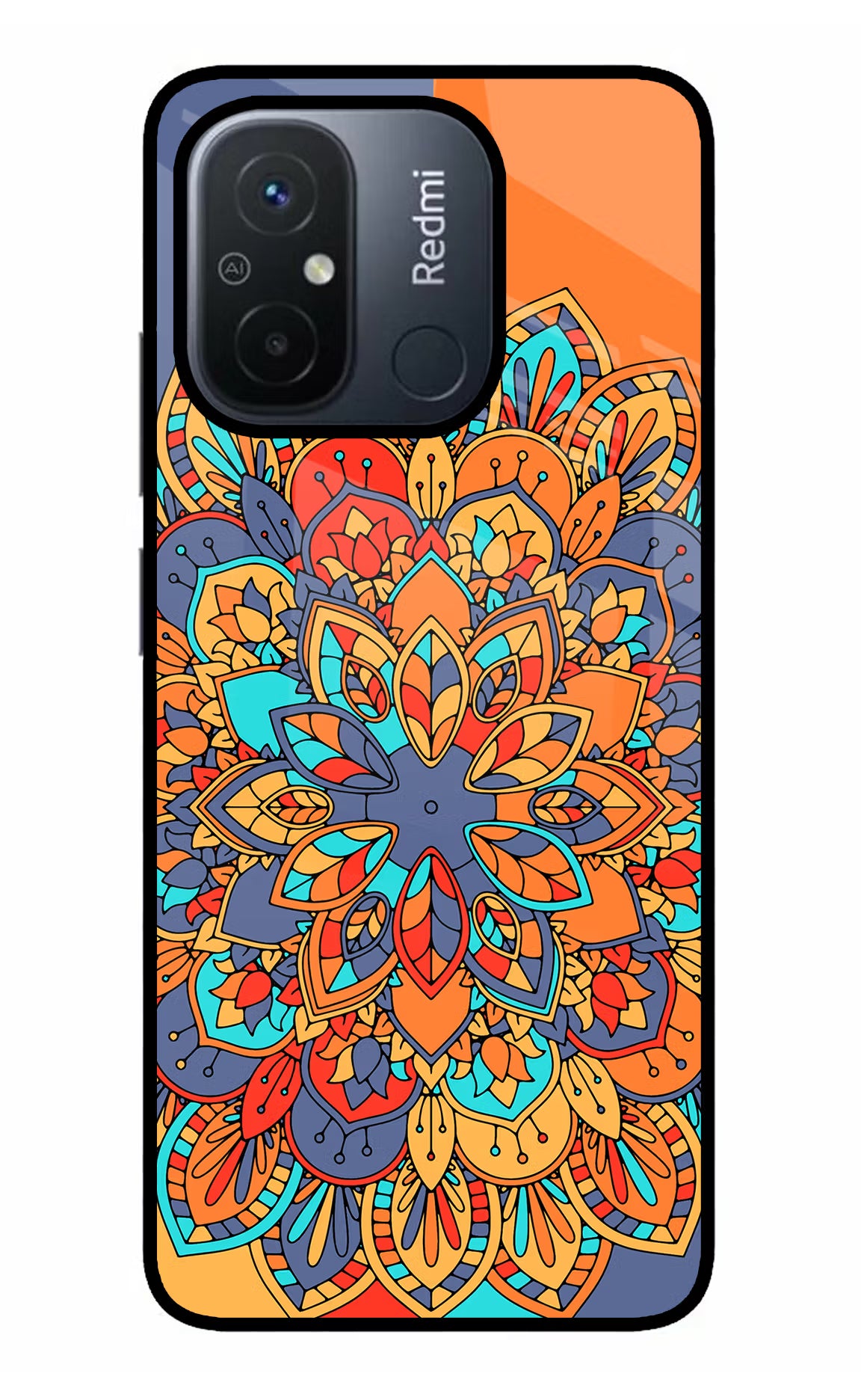 Color Mandala Redmi 12C Glass Case Back Cover by Casekaro
