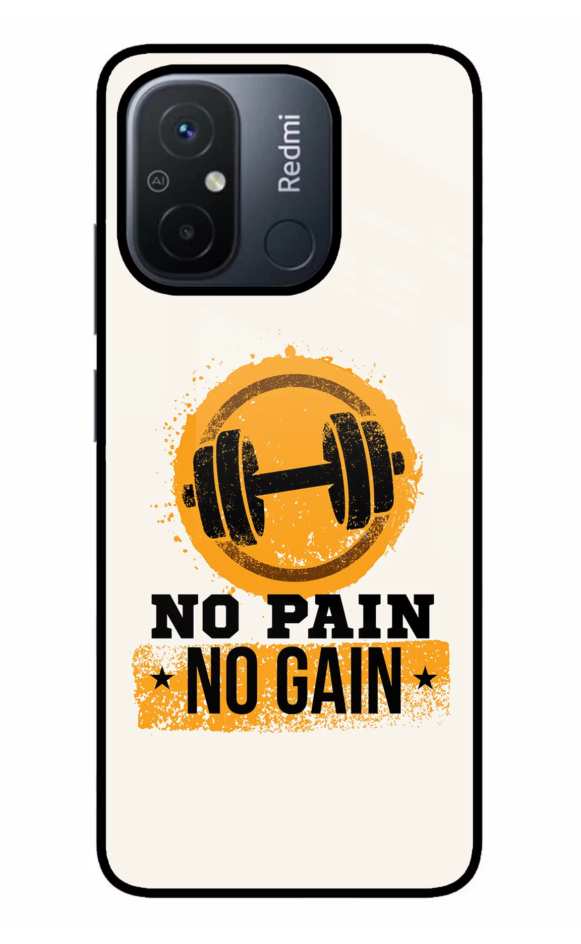 No Pain No Gain Redmi 12C Glass Case - No Pain No Gain Redmi 12C Glass Case No Pain No Gain Redmi 12C Glass Case