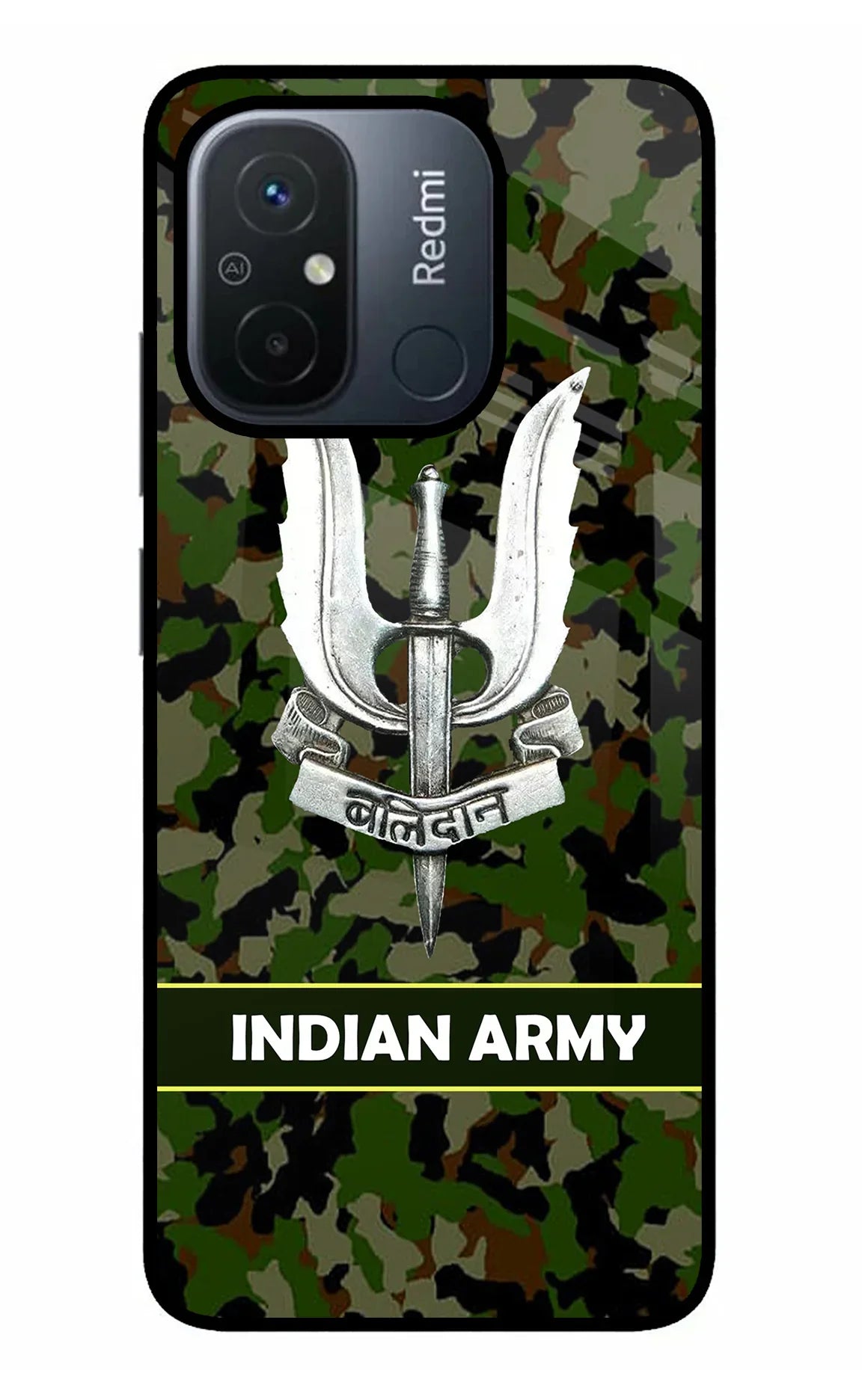 Balidan Indian Logo Redmi 12C Glass Case - Balidan Indian Logo Redmi 12C Glass Case Balidan Indian Logo Redmi 12C Glass Case