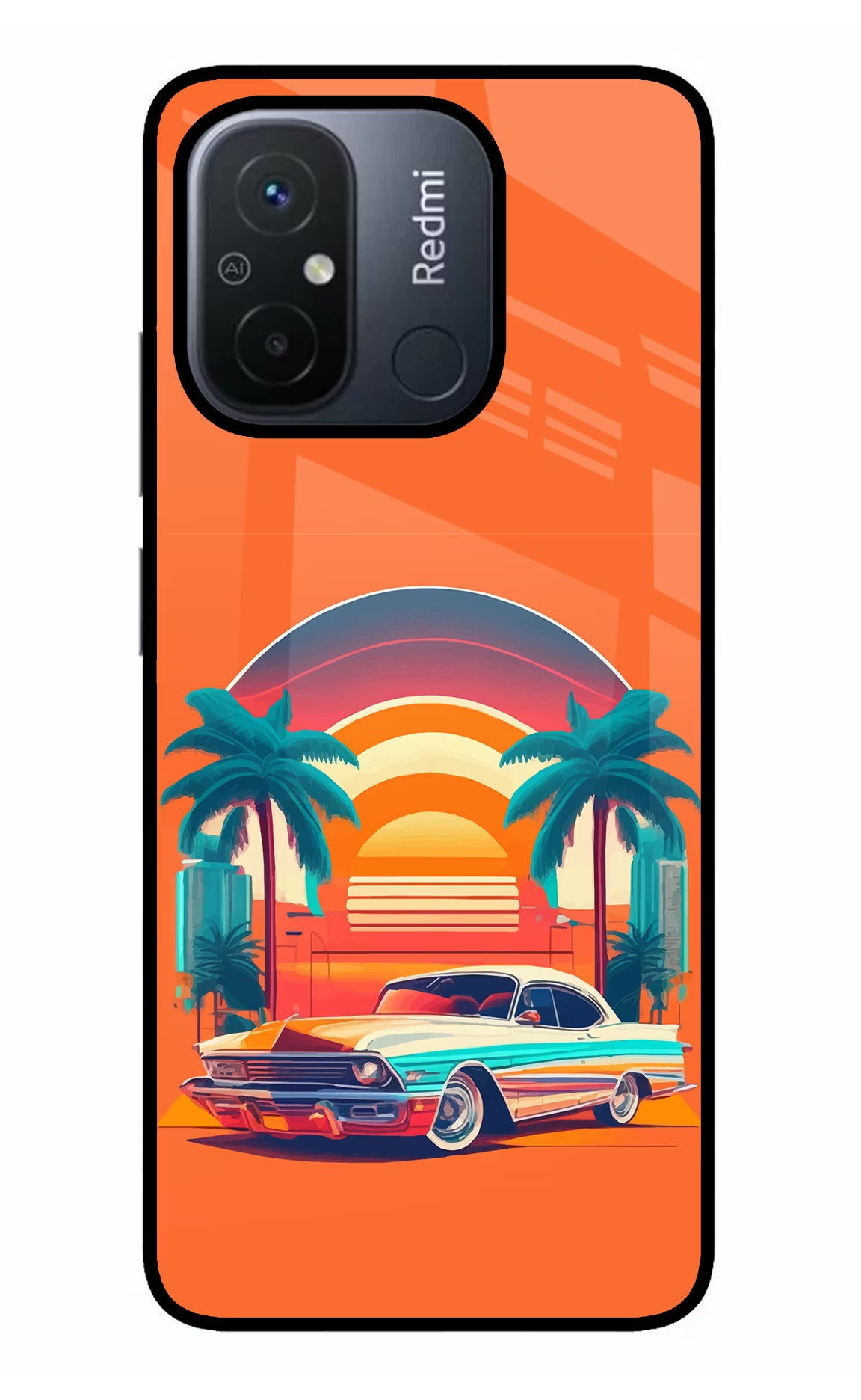 Palm Drive 80s Redmi 12C Glass Case - Palm Drive 80s Redmi 12C Glass Case Palm Drive 80s Redmi 12C Glass Case