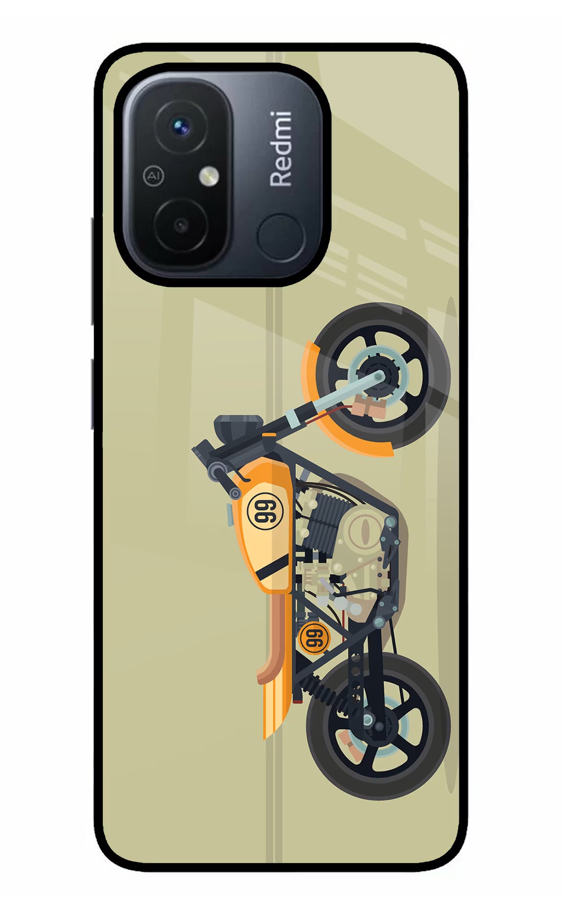 Vertical Speedster Redmi 12C Back Cover - Vertical Speedster Redmi 12C Glass Case Back Cover by Casekaro Vertical Speedster Redmi 12C Glass Case Back Cover by Casekaro