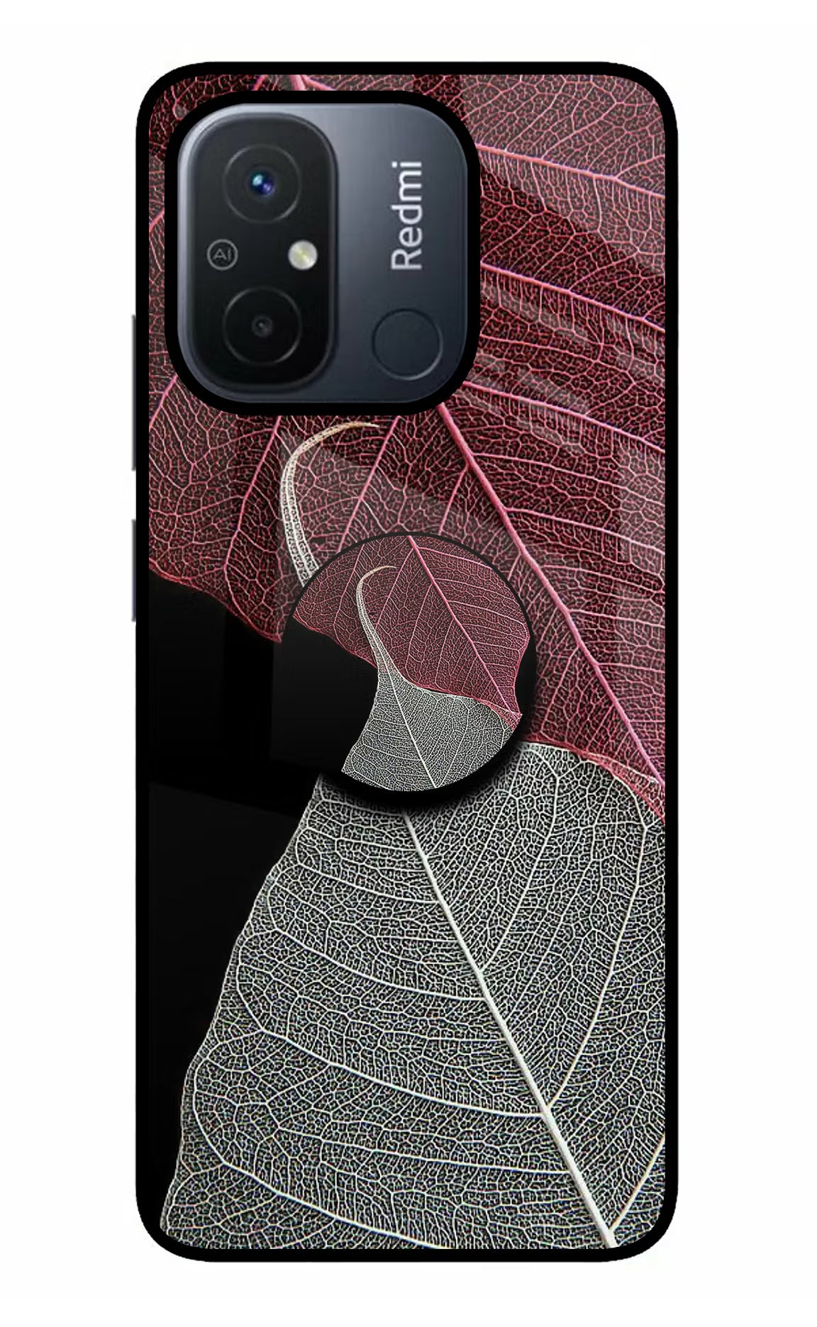 Leaf Pattern Redmi 12C Glass Case - Leaf Pattern Redmi 12C Glass Case Leaf Pattern Redmi 12C Glass Case