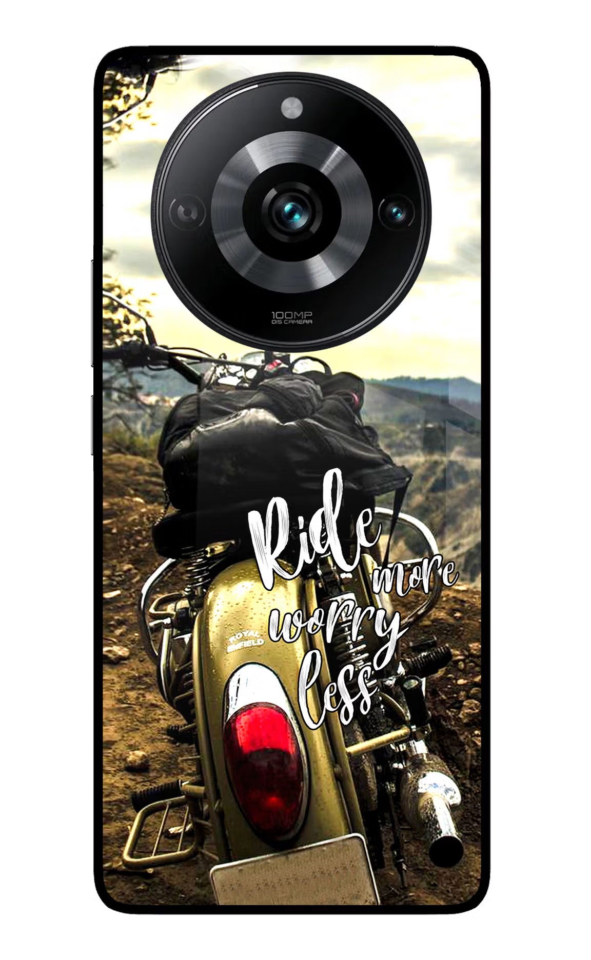 Ride More Worry Less Realme 11 Pro/Pro+ 5G Back Cover - Ride More Worry Less Realme 11 Pro/Pro+ 5G Glass Case Back Cover by Casekaro Ride More Worry Less Realme 11 Pro/Pro+ 5G Glass Case Back Cover by Casekaro