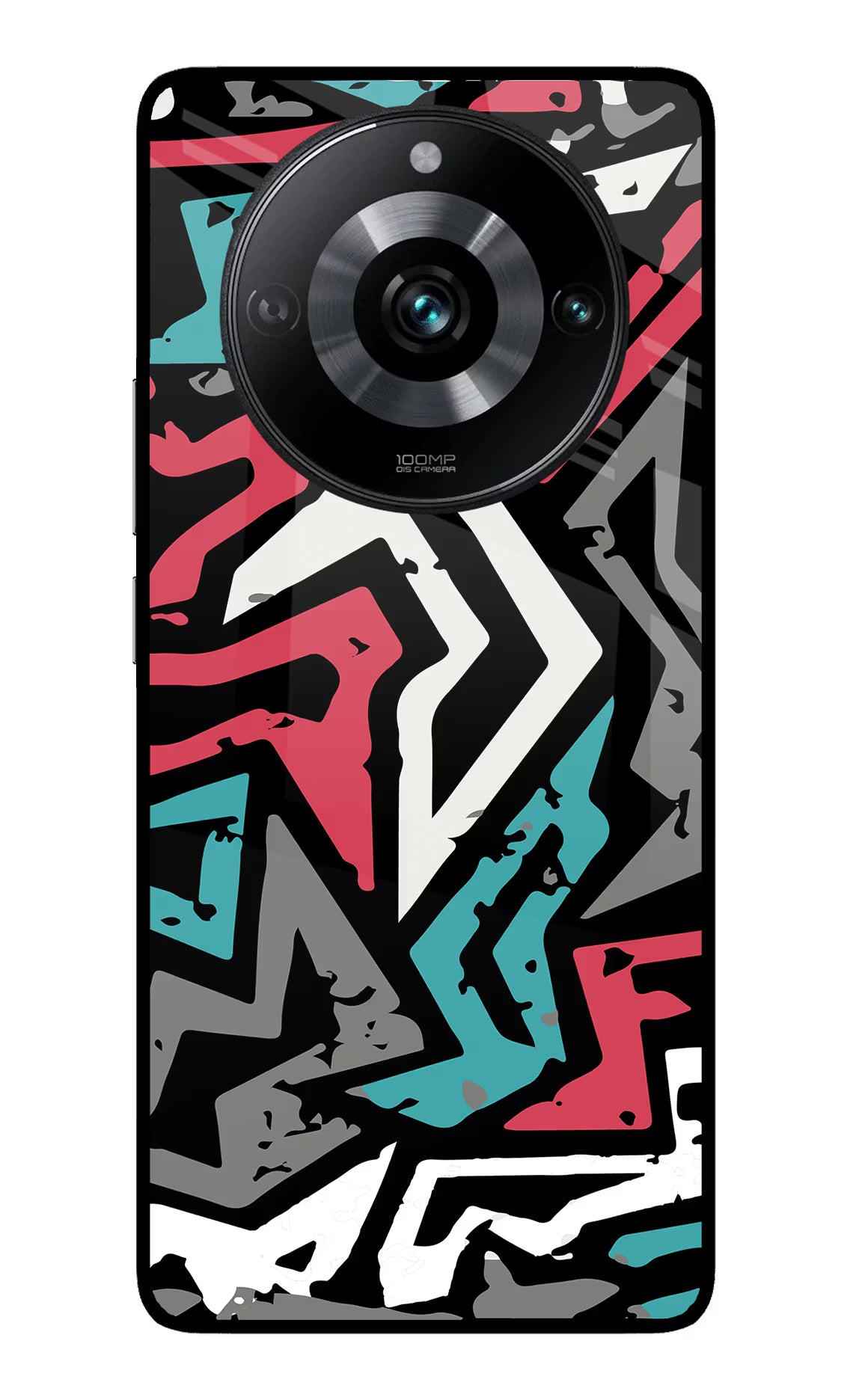 Geometric Graffiti Realme 11 Pro/Pro+ 5G Back Cover - Geometric Graffiti Realme 11 Pro/Pro+ 5G Glass Case Back Cover by Casekaro Geometric Graffiti Realme 11 Pro/Pro+ 5G Glass Case Back Cover by Casekaro