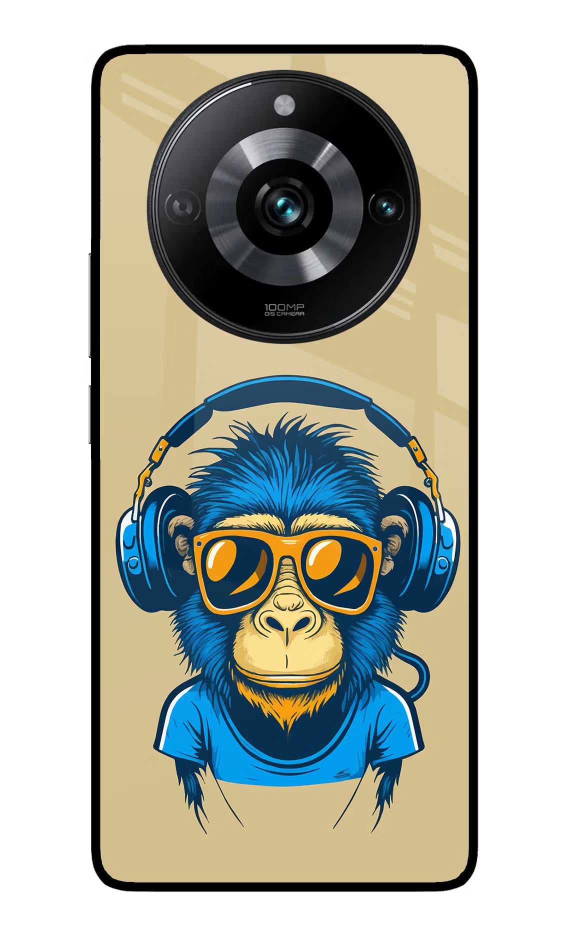 Monkey Headphone Realme 11 Pro/Pro+ 5G Back Cover - Monkey Headphone Realme 11 Pro/Pro+ 5G Glass Case Back Cover by Casekaro Monkey Headphone Realme 11 Pro/Pro+ 5G Glass Case Back Cover by Casekaro