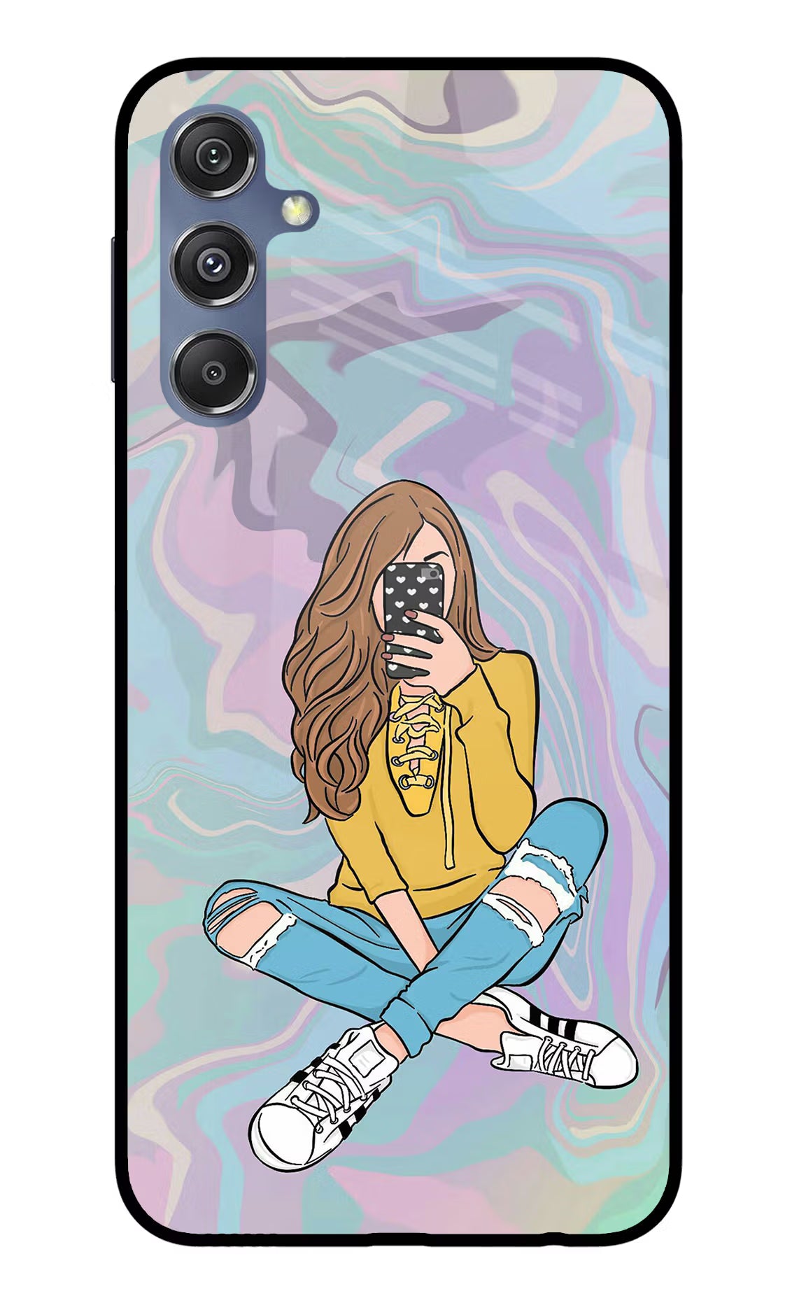 Selfie Girl Samsung M34 5G/F34 5G Glass Case - Selfie Girl Samsung M34 5G/F34 5G Glass Case Selfie Girl Samsung M34 5G/F34 5G Glass Case
