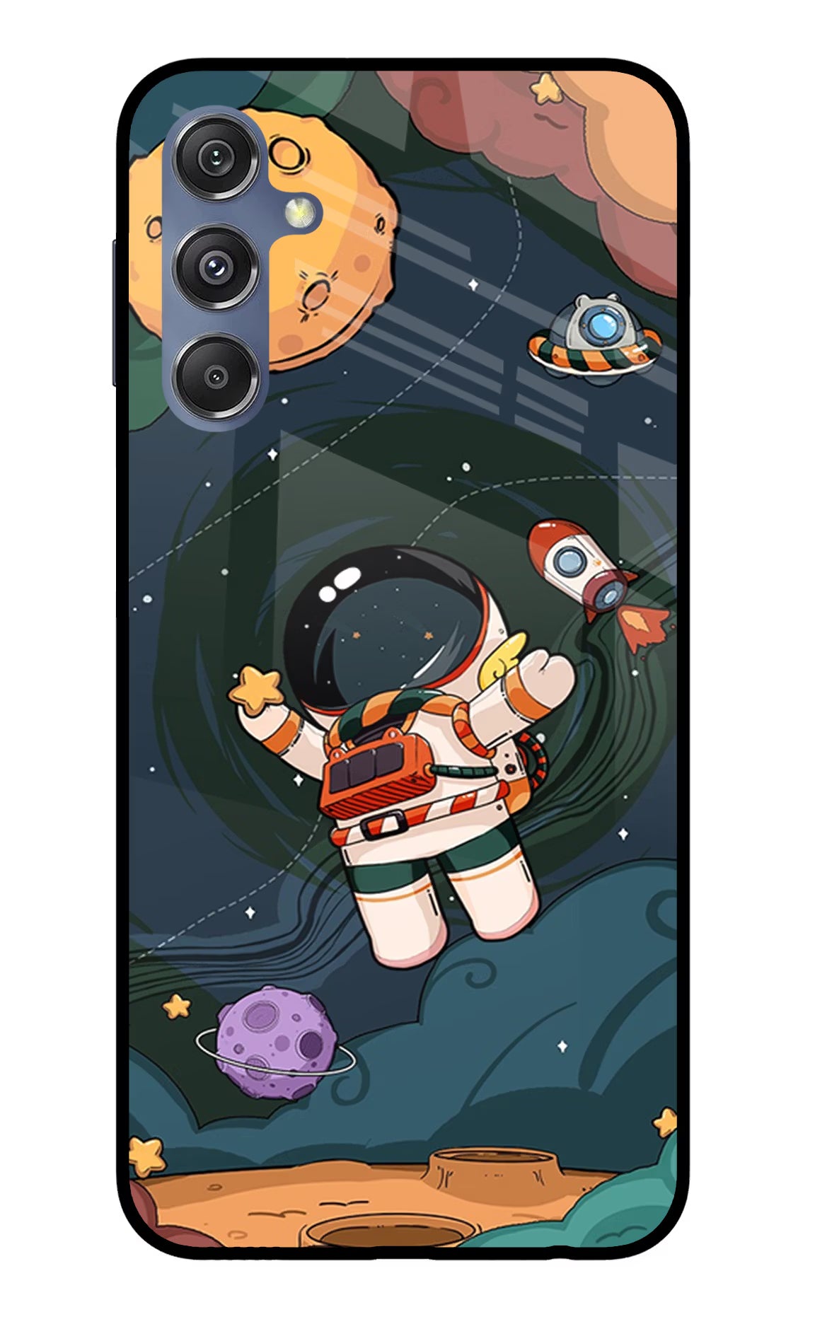 Cartoon Astronaut Samsung M34 5G/F34 5G Glass Case - Cartoon Astronaut Samsung M34 5G/F34 5G Glass Case Cartoon Astronaut Samsung M34 5G/F34 5G Glass Case