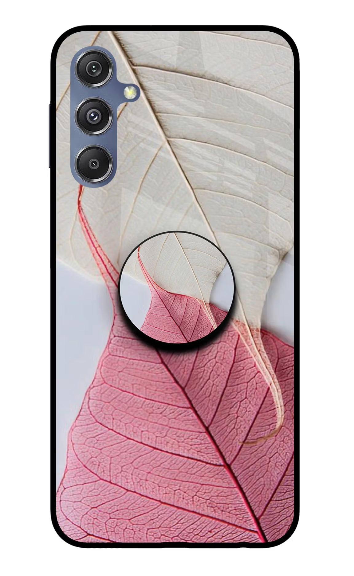 White Pink Leaf Samsung M34 5G/F34 5G Glass Case - White Pink Leaf Samsung M34 5G/F34 5G Glass Case White Pink Leaf Samsung M34 5G/F34 5G Glass Case