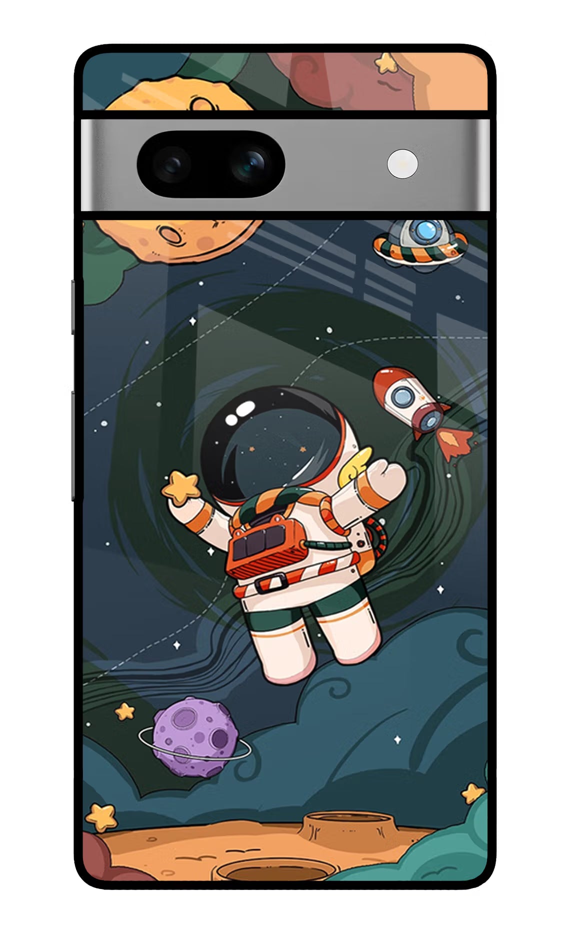 Cartoon Astronaut Google Pixel 7A Glass Case - Cartoon Astronaut Google Pixel 7A Glass Case Cartoon Astronaut Google Pixel 7A Glass Case