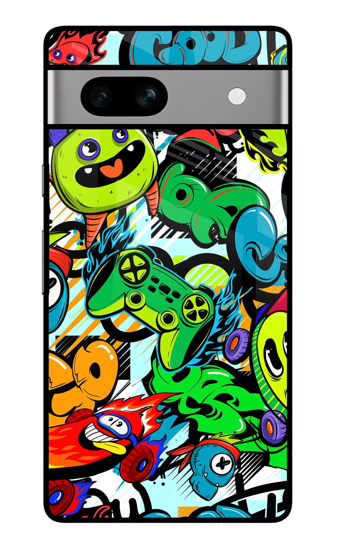 Game Doodle Google Pixel 7A Glass Case - Game Doodle Google Pixel 7A Glass Case Game Doodle Google Pixel 7A Glass Case