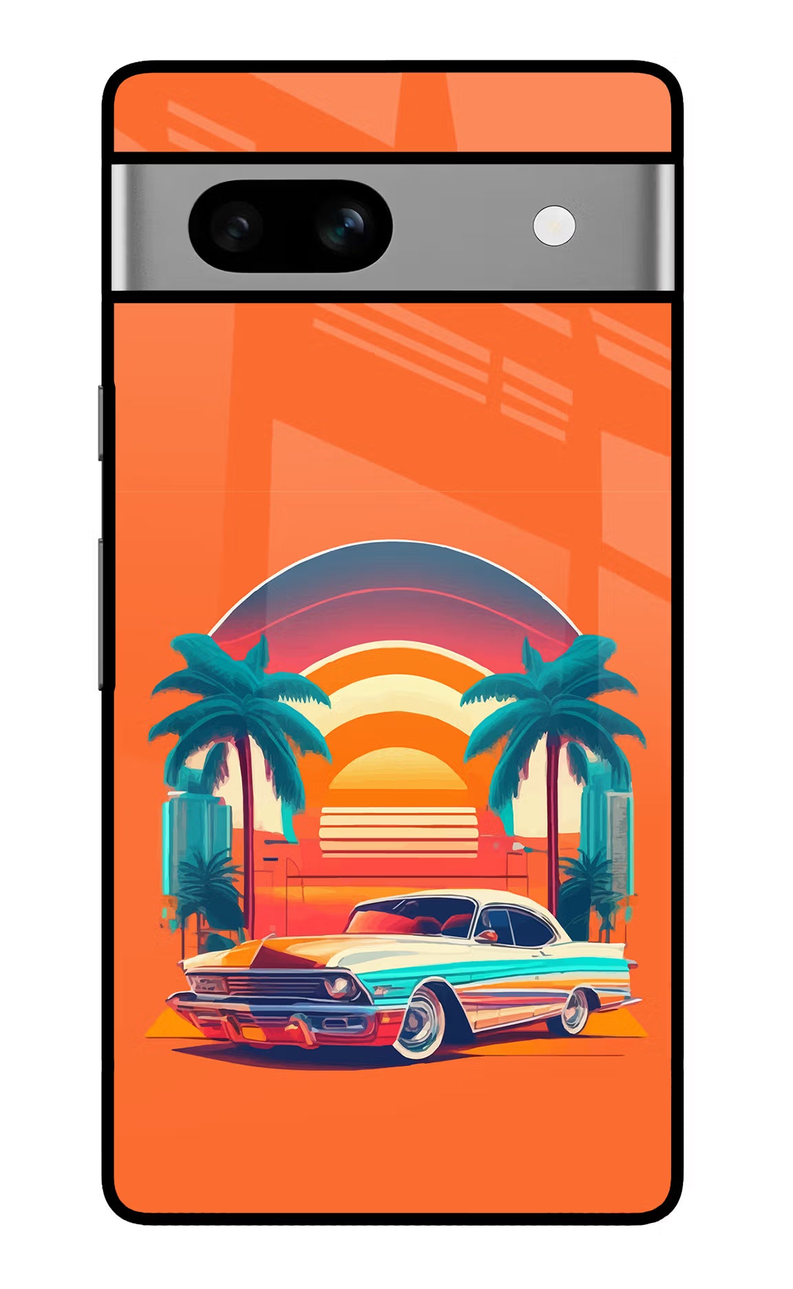 Palm Drive 80s Google Pixel 7A Glass Case - Palm Drive 80s Google Pixel 7A Glass Case Palm Drive 80s Google Pixel 7A Glass Case