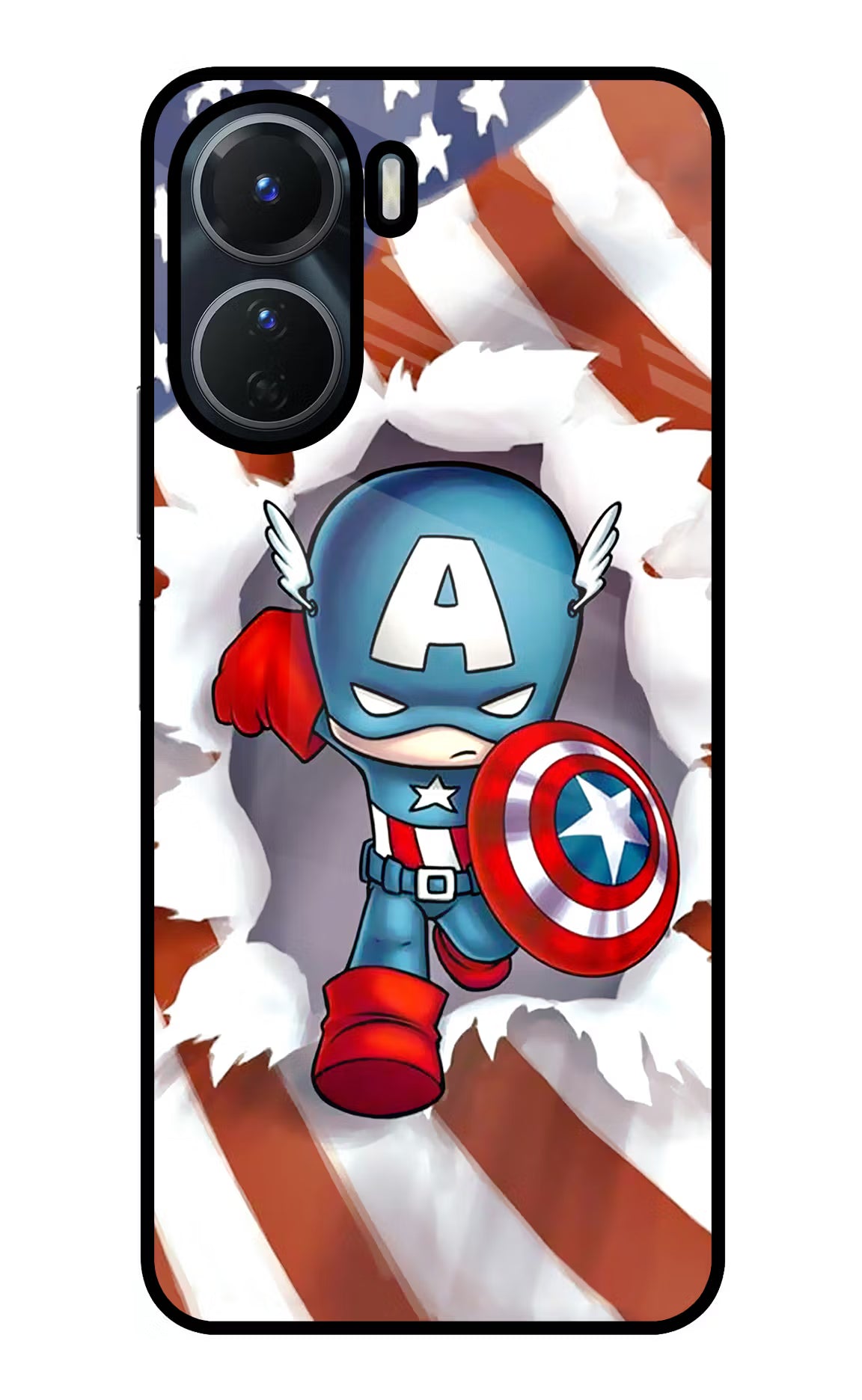 Captain America Vivo T2x 5G Glass Case - Captain America Vivo T2x 5G Glass Case Captain America Vivo T2x 5G Glass Case