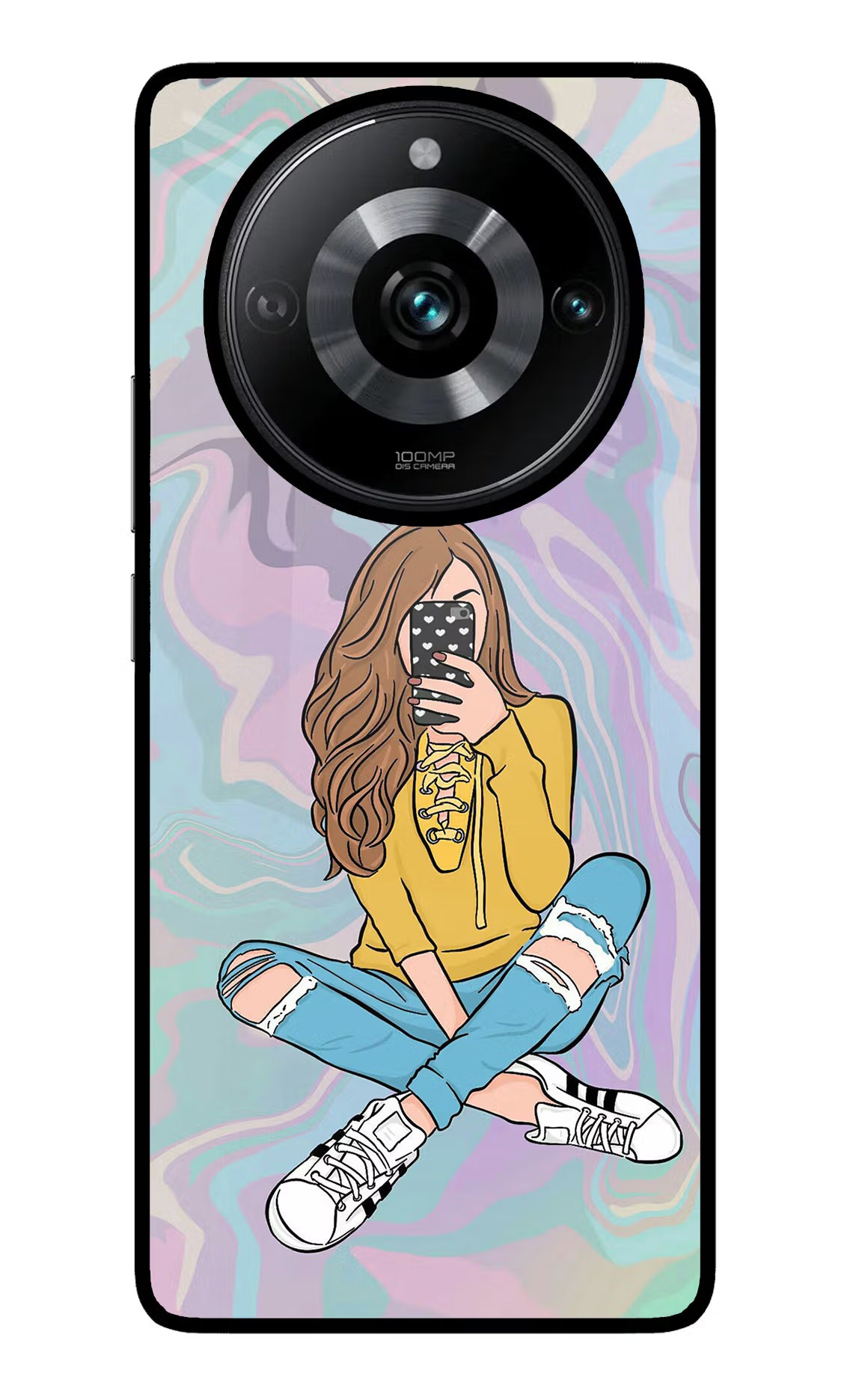 Selfie Girl Realme Narzo 60 Pro Glass Case - Selfie Girl Realme Narzo 60 Pro Glass Case Selfie Girl Realme Narzo 60 Pro Glass Case
