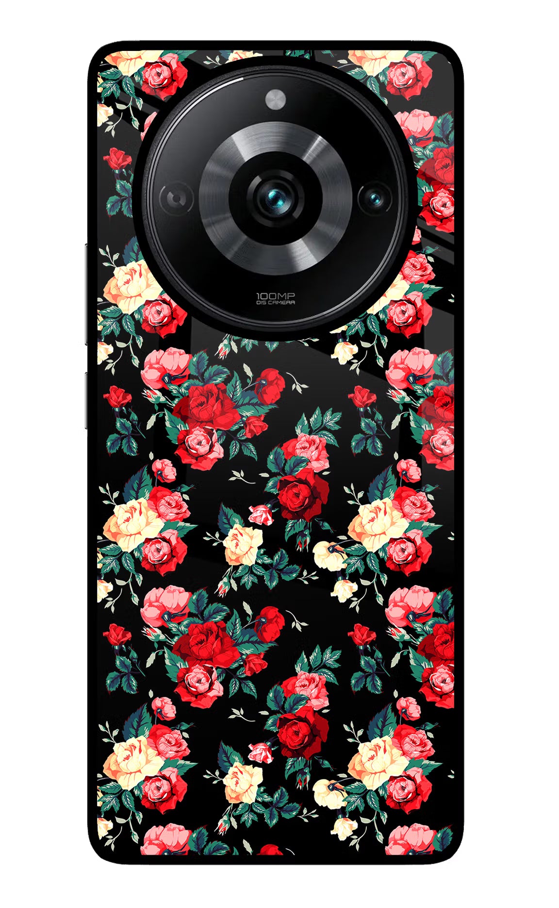 Rose Pattern Realme Narzo 60 Pro Glass Case - Rose Pattern Realme Narzo 60 Pro Glass Case Rose Pattern Realme Narzo 60 Pro Glass Case