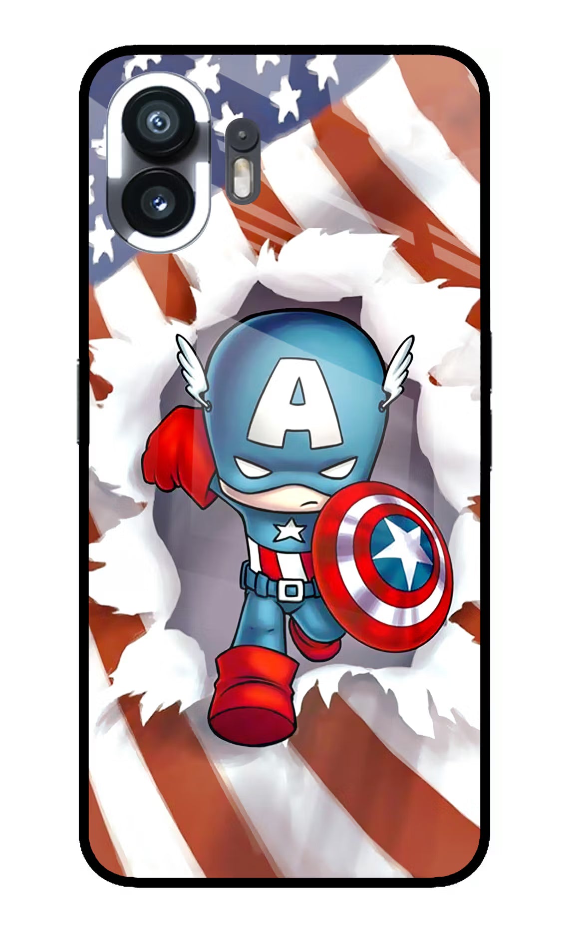 Captain America Nothing Phone 2 Back Cover - Captain America Nothing Phone 2 Glass Case Back Cover by Casekaro Captain America Nothing Phone 2 Glass Case Back Cover by Casekaro