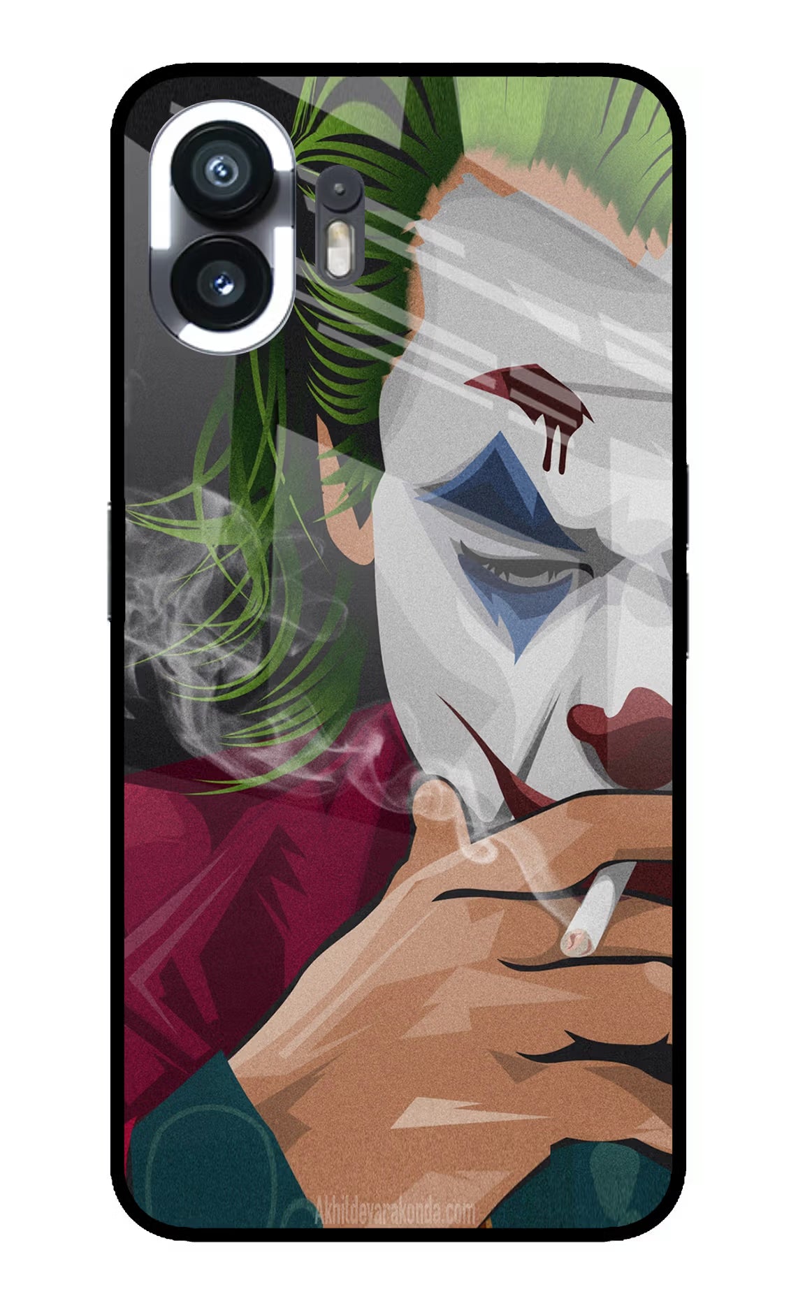 Joker Smoking Nothing Phone 2 Back Cover - Joker Smoking Nothing Phone 2 Glass Case Back Cover by Casekaro Joker Smoking Nothing Phone 2 Glass Case Back Cover by Casekaro