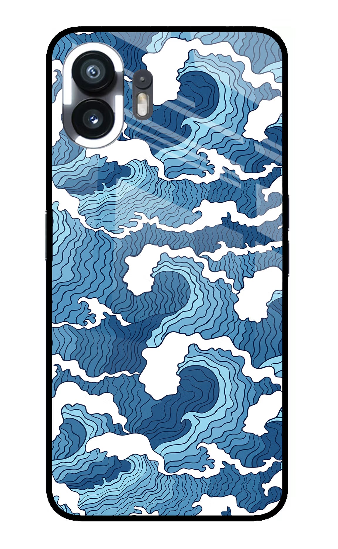 Blue Waves Nothing Phone 2 Glass Case - Blue Waves Nothing Phone 2 Glass Case Blue Waves Nothing Phone 2 Glass Case