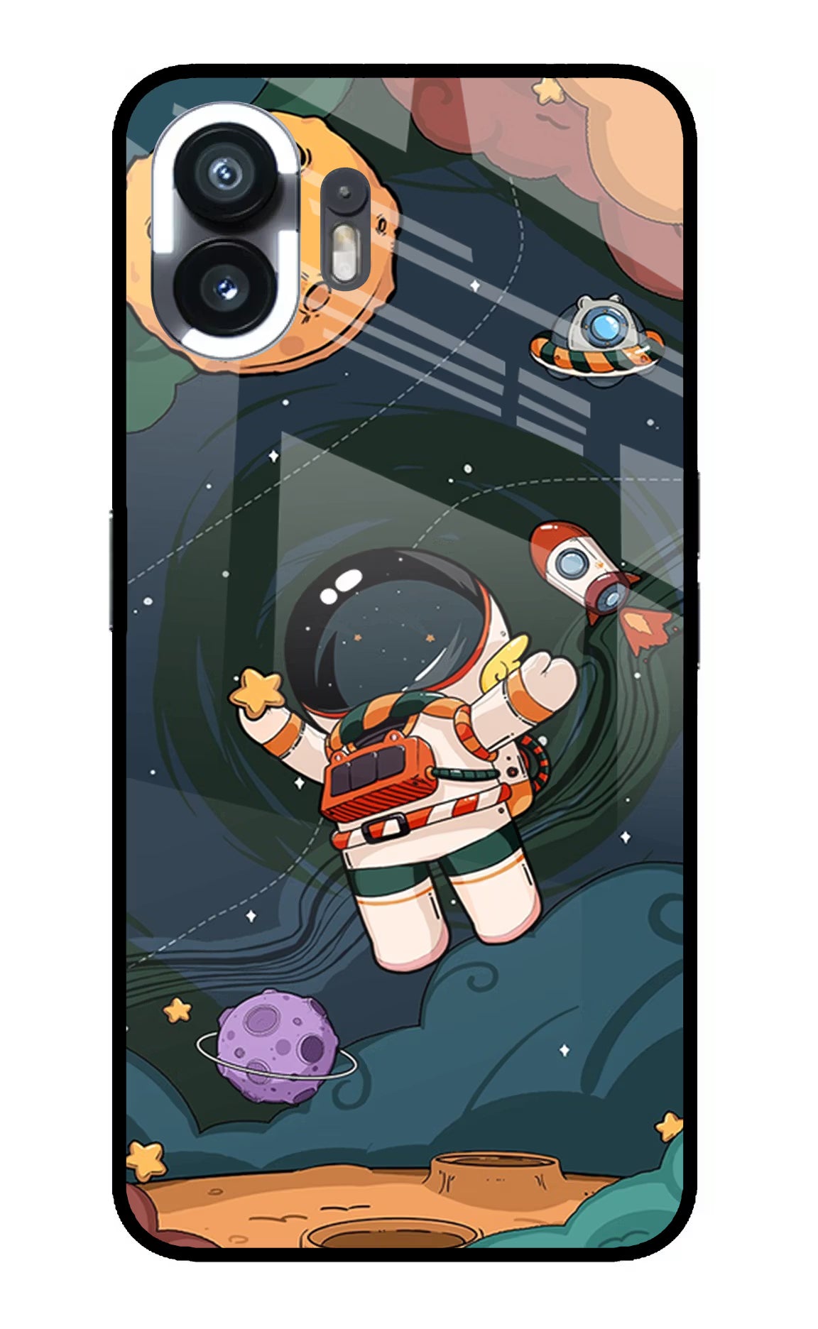 Cartoon Astronaut Nothing Phone 2 Back Cover - Cartoon Astronaut Nothing Phone 2 Glass Case Back Cover by Casekaro Cartoon Astronaut Nothing Phone 2 Glass Case Back Cover by Casekaro