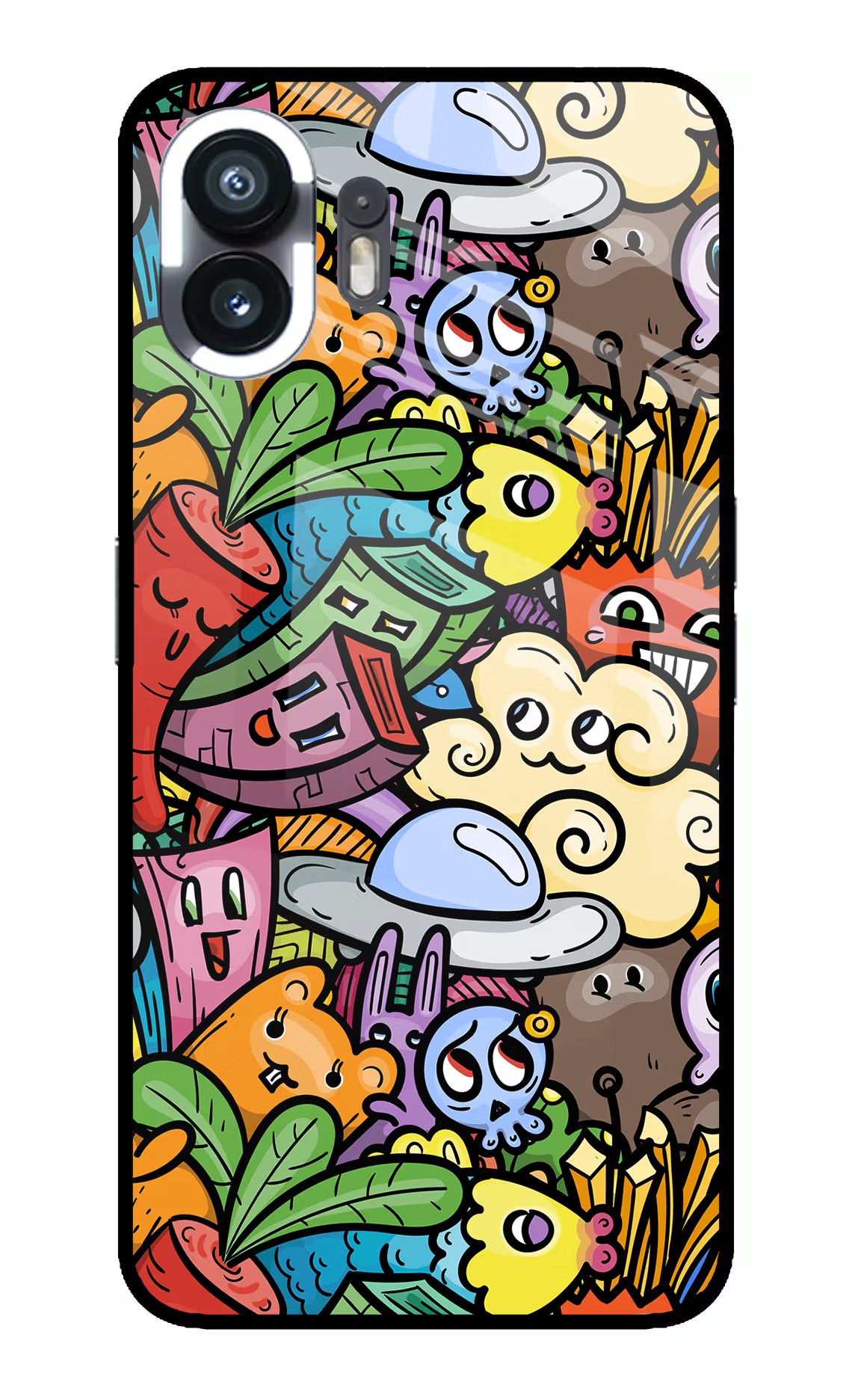 Veggie Doodle Nothing Phone 2 Glass Case - Veggie Doodle Nothing Phone 2 Glass Case Veggie Doodle Nothing Phone 2 Glass Case