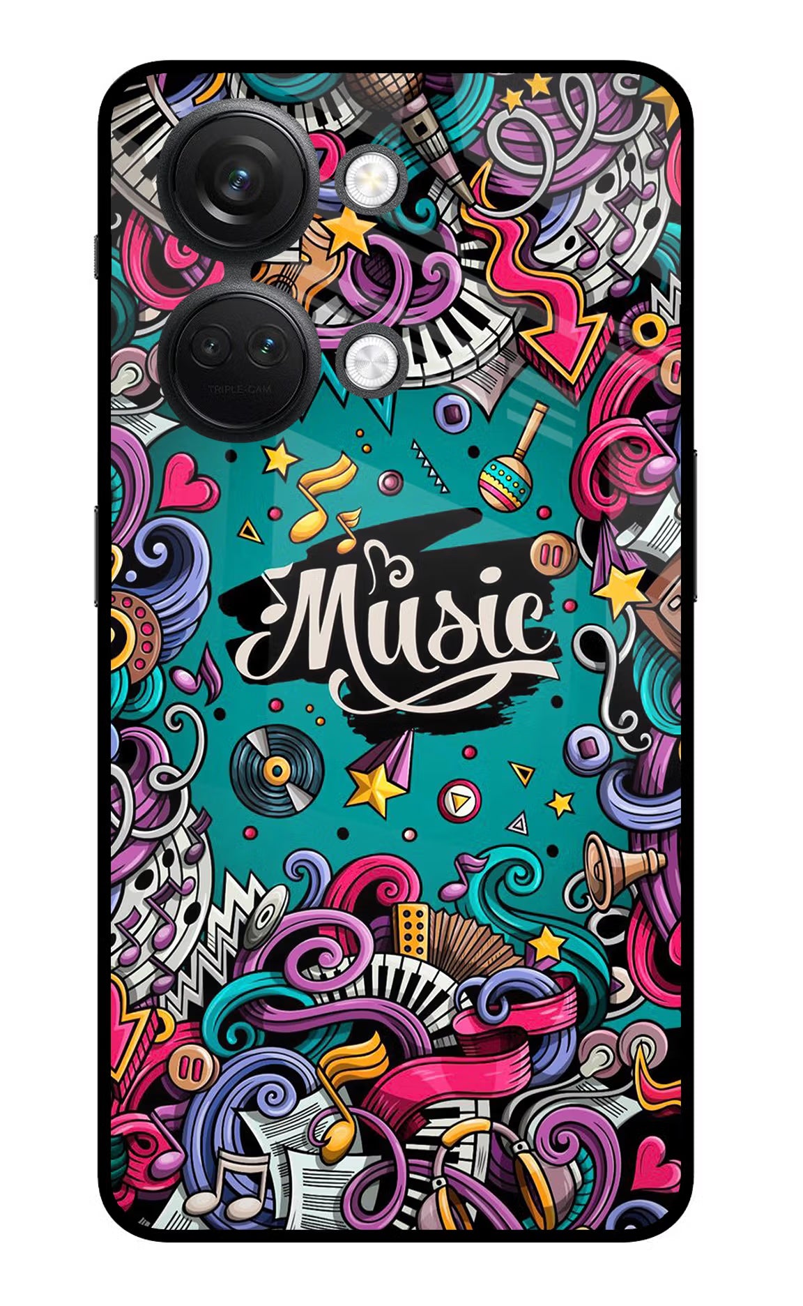 Music Graffiti OnePlus Nord 3 5G Back Cover - Music Graffiti OnePlus Nord 3 5G Glass Case Back Cover by Casekaro Music Graffiti OnePlus Nord 3 5G Glass Case Back Cover by Casekaro