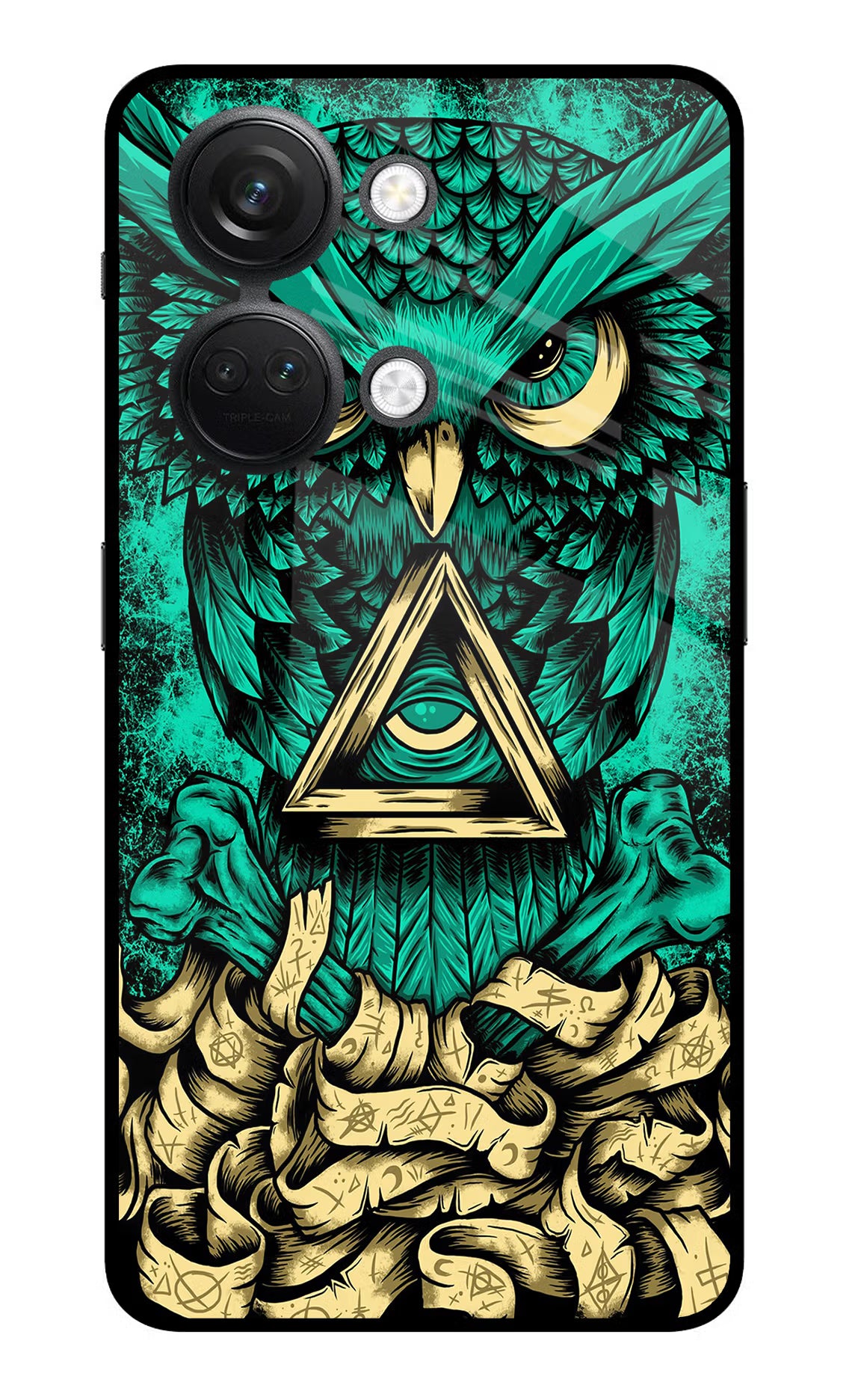 Green Owl OnePlus Nord 3 5G Back Cover - Green Owl OnePlus Nord 3 5G Glass Case Back Cover by Casekaro Green Owl OnePlus Nord 3 5G Glass Case Back Cover by Casekaro