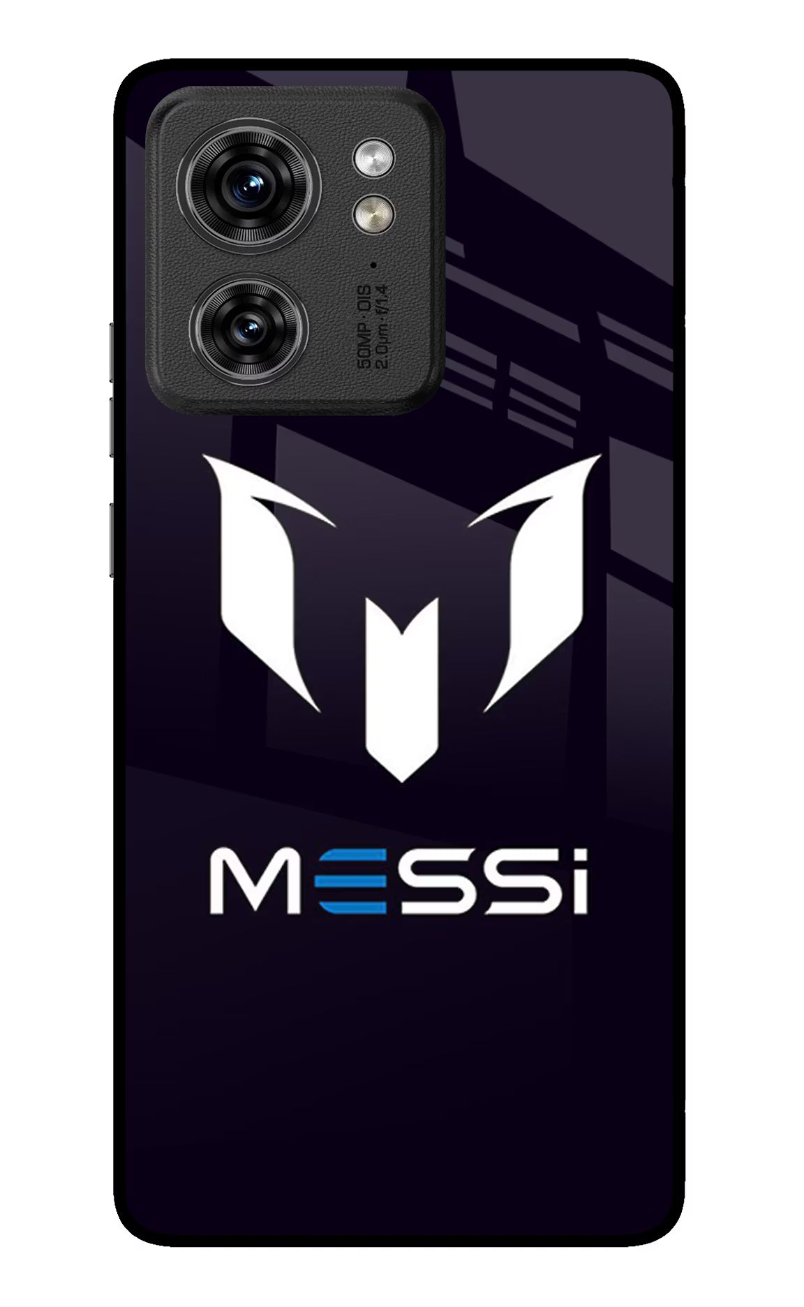 Messi Logo Moto Edge 40 Glass Case Back Cover by Casekaro