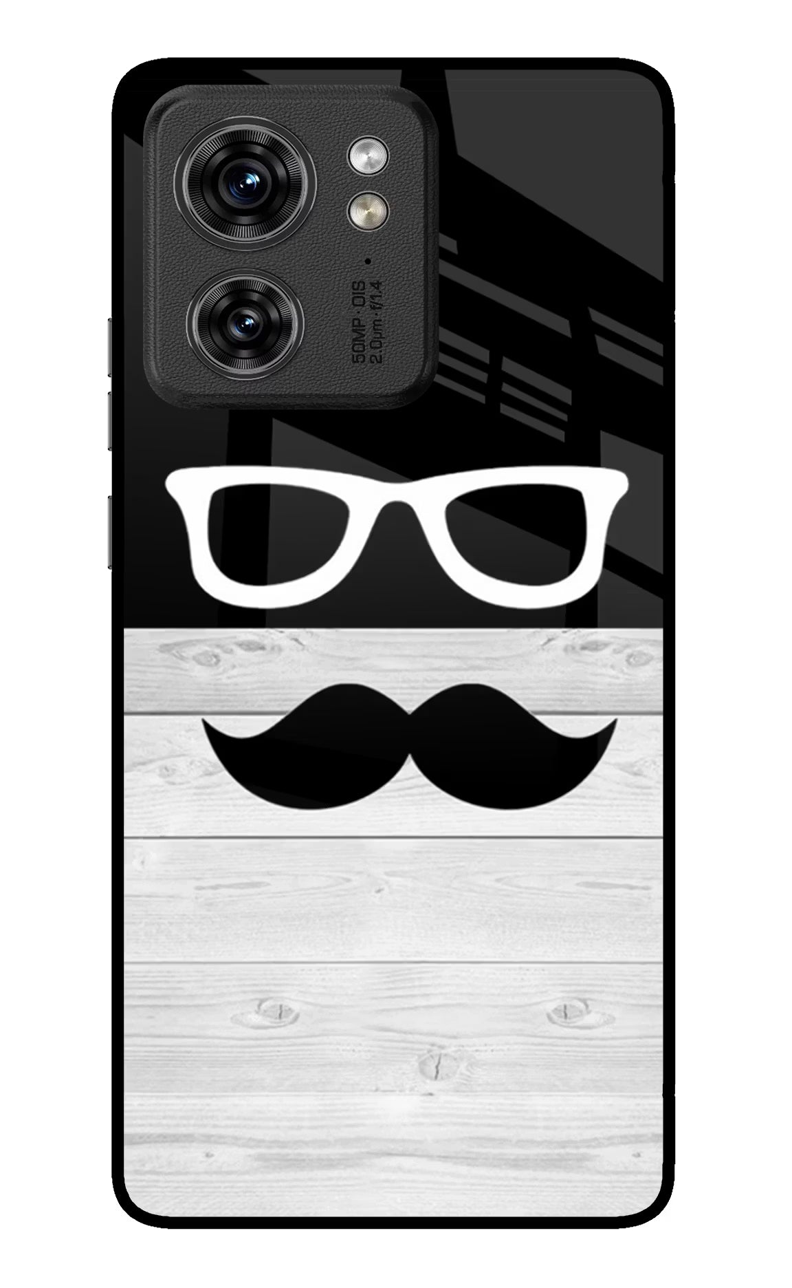 Mustache Moto Edge 40 Glass Case Back Cover by Casekaro