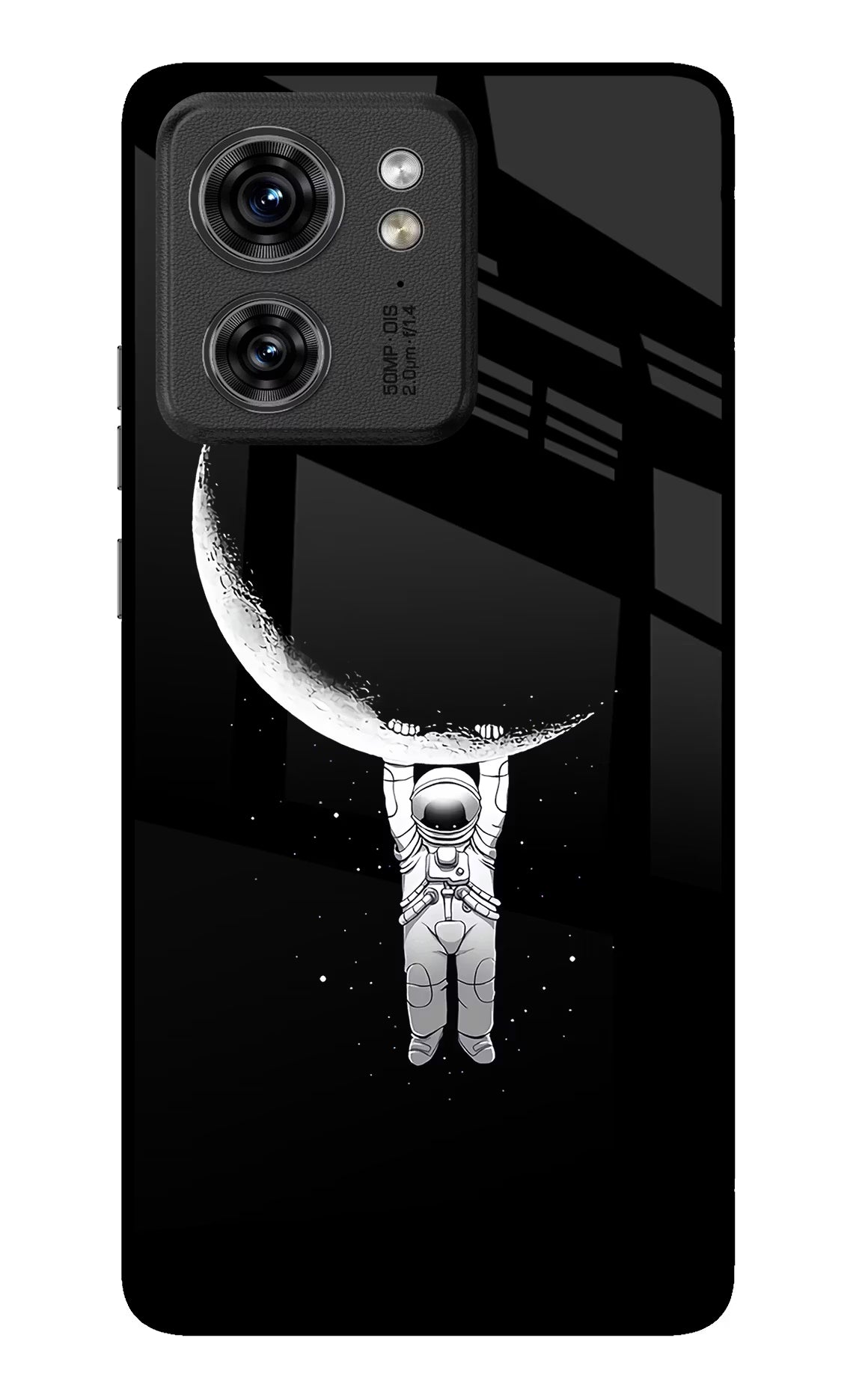 Moon Space Moto Edge 40 Glass Case Back Cover by Casekaro