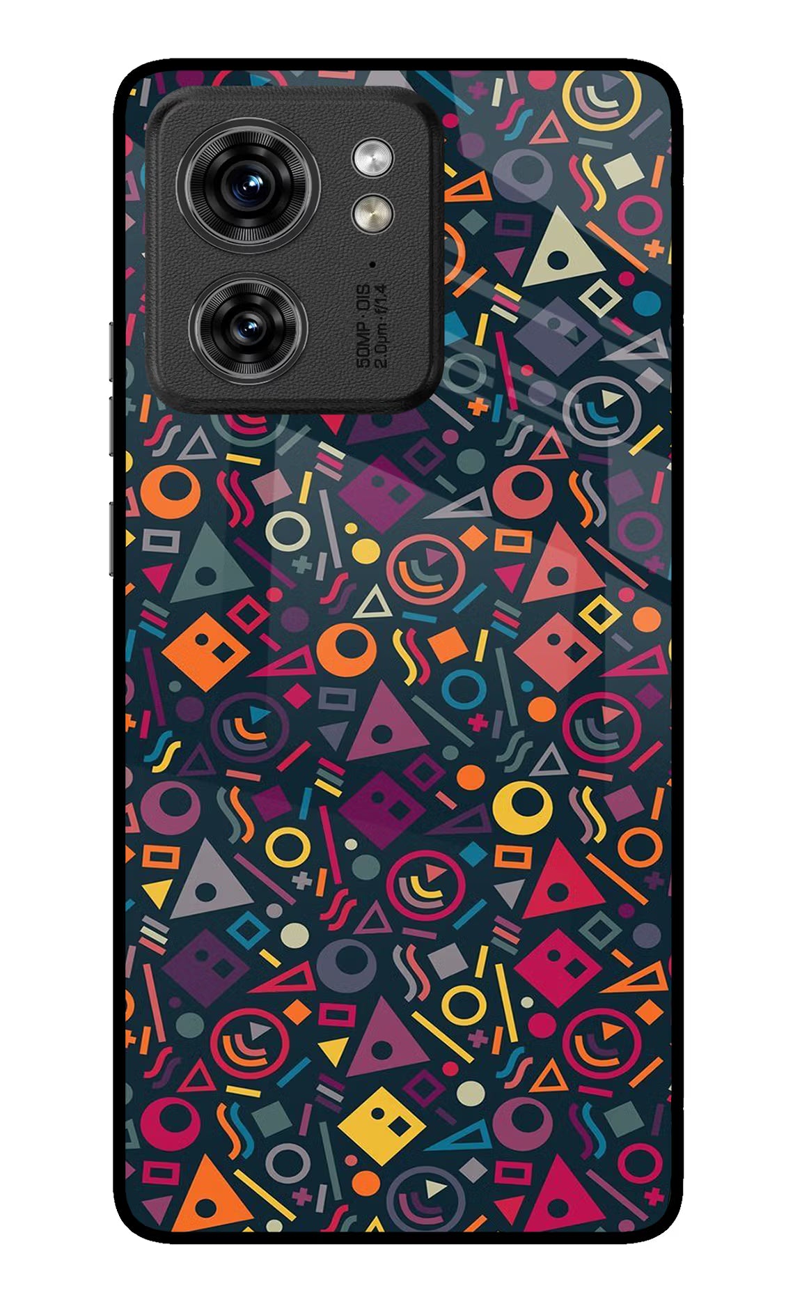 Geometric Abstract Moto Edge 40 Glass Case Back Cover by Casekaro