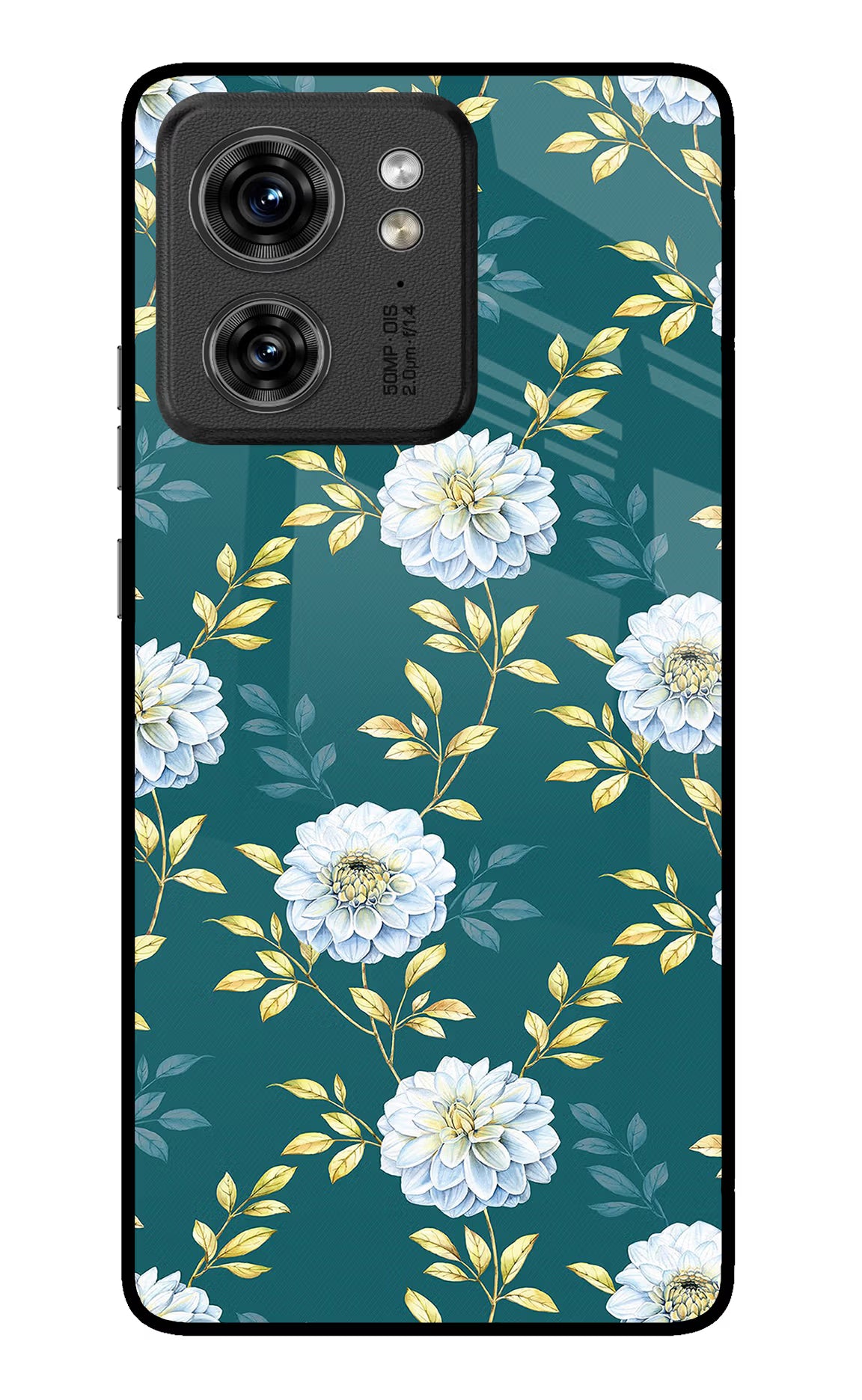 Flowers Moto Edge 40 Glass Case Back Cover by Casekaro