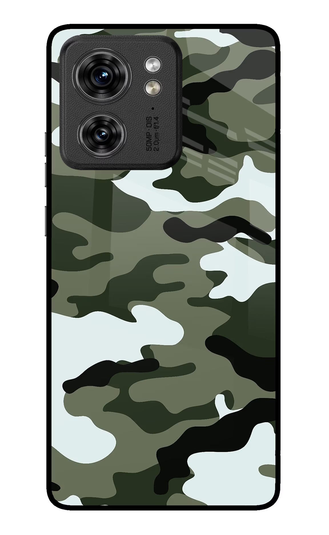Camouflage Moto Edge 40 Glass Case Back Cover by Casekaro