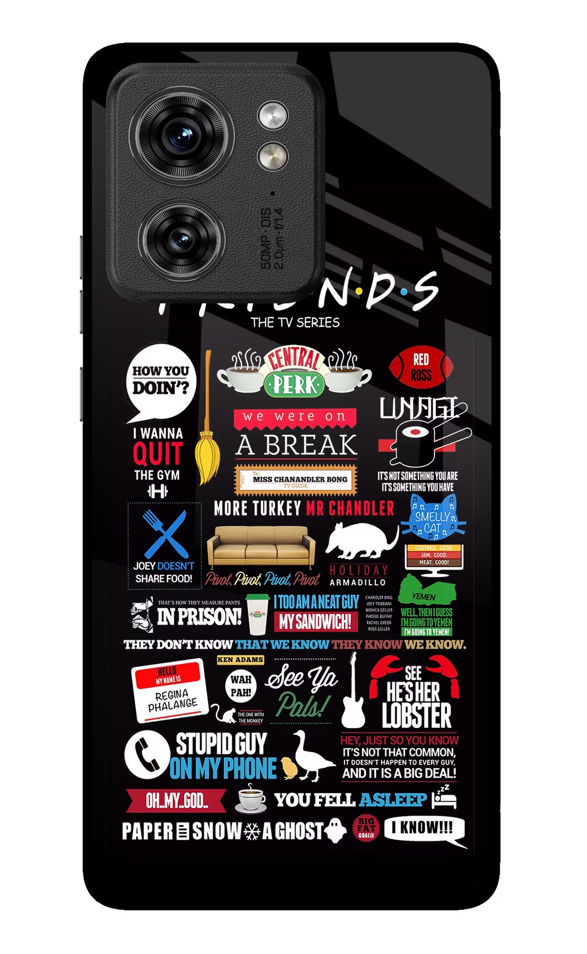 FRIENDS Moto Edge 40 Glass Case Back Cover by Casekaro