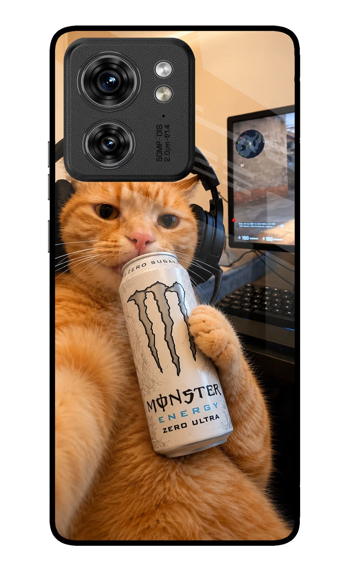 Gamer Cat Energy Moto Edge 40 Glass Case - Gamer Cat Energy Moto Edge 40 Glass Case Gamer Cat Energy Moto Edge 40 Glass Case