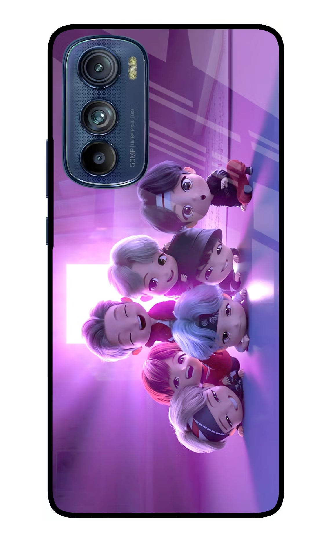 BTS Chibi Moto Edge 30 Glass Case - BTS Chibi Moto Edge 30 Glass Case BTS Chibi Moto Edge 30 Glass Case