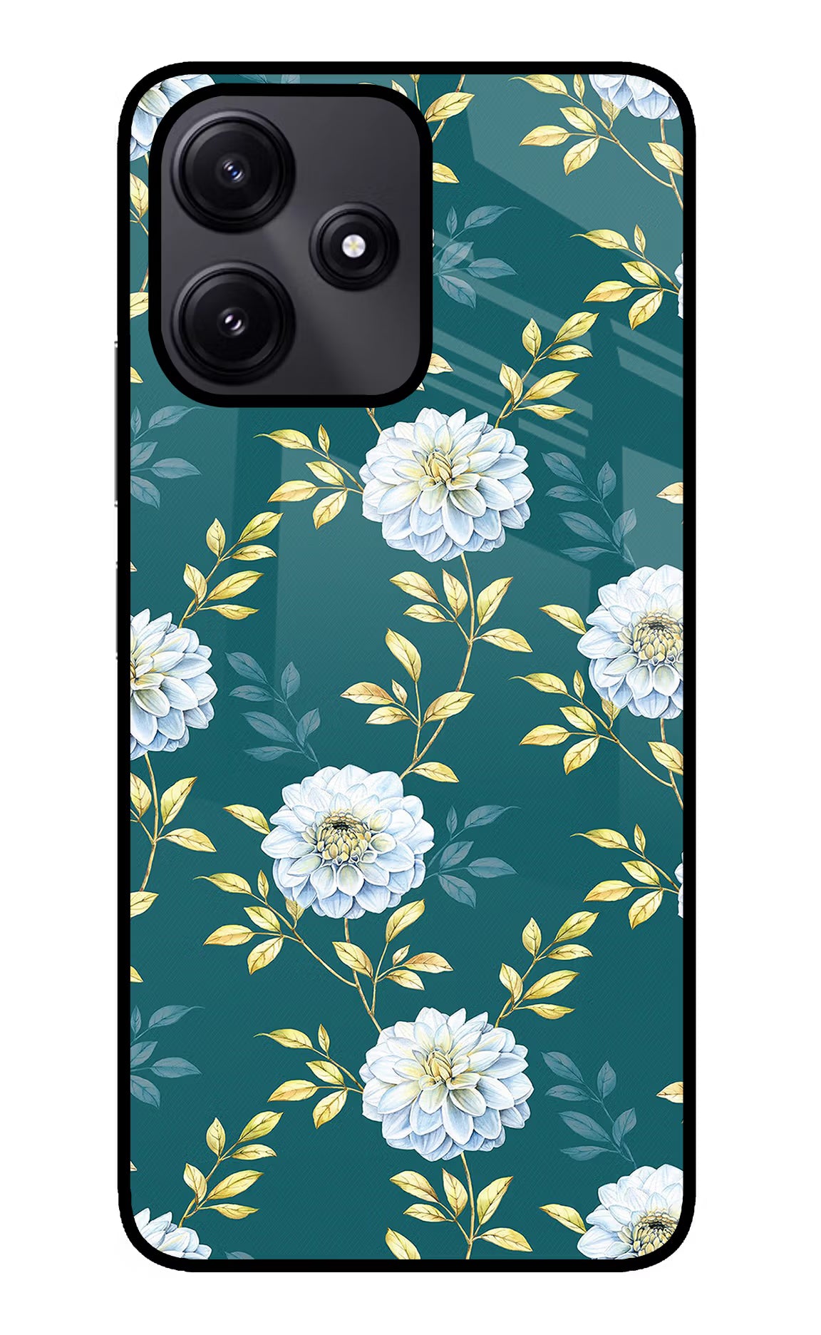Flowers Poco M6 Pro 5G Back Cover - Flowers Poco M6 Pro 5G Glass Case Back Cover by Casekaro Flowers Poco M6 Pro 5G Glass Case Back Cover by Casekaro