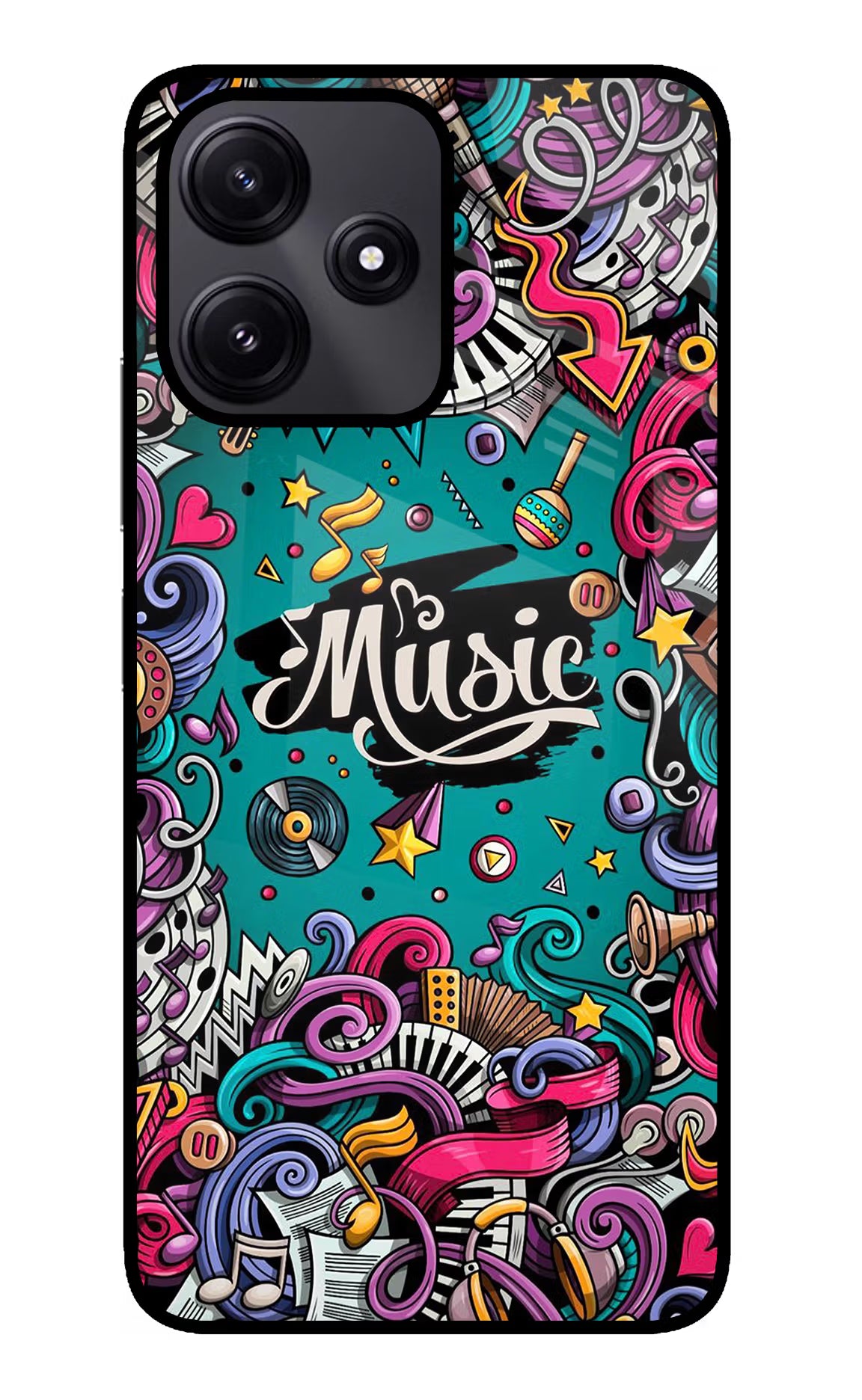 Music Graffiti Poco M6 Pro 5G Glass Case - Music Graffiti Poco M6 Pro 5G Glass Case Music Graffiti Poco M6 Pro 5G Glass Case