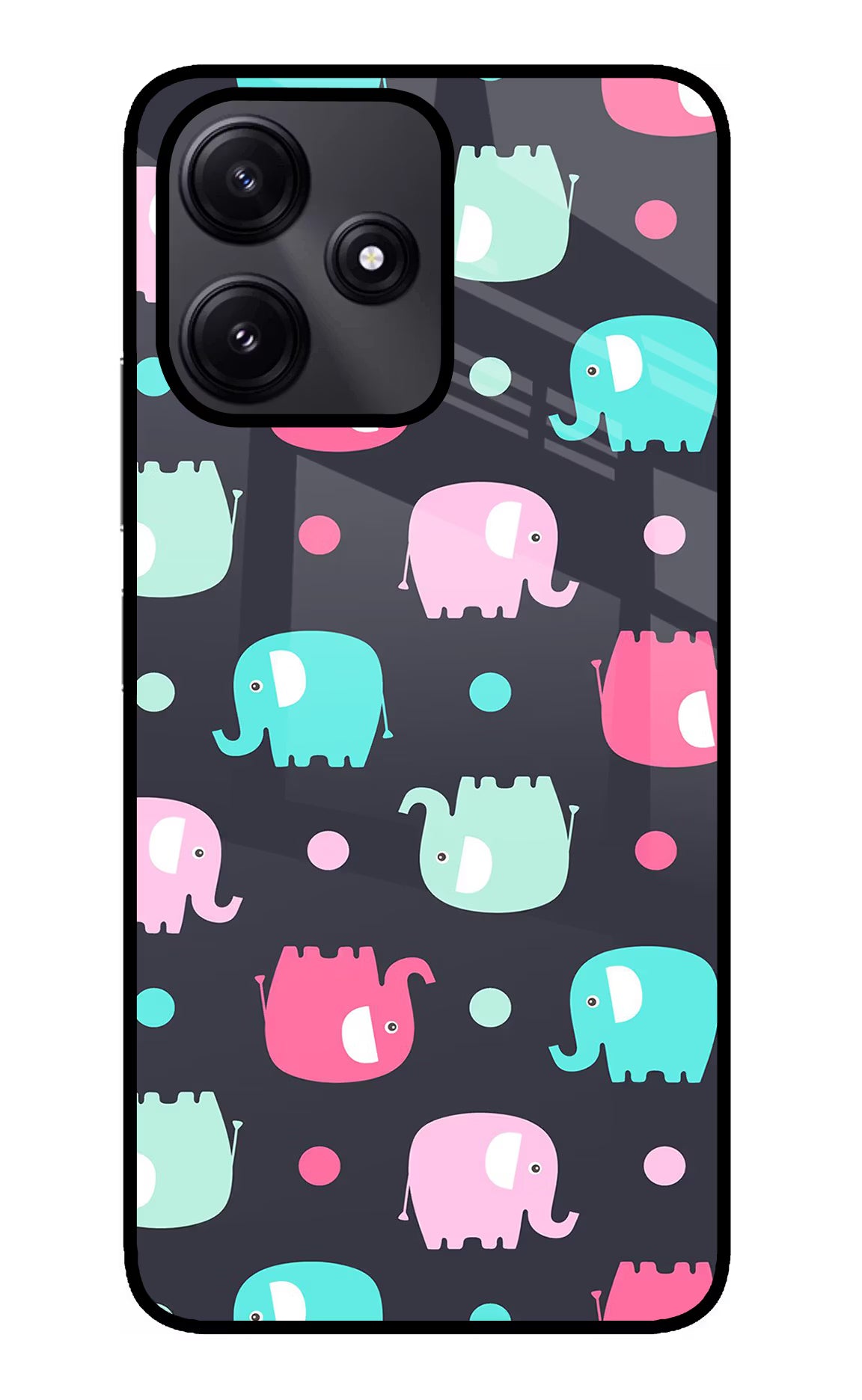 Elephants Poco M6 Pro 5G Back Cover - Elephants Poco M6 Pro 5G Glass Case Back Cover by Casekaro Elephants Poco M6 Pro 5G Glass Case Back Cover by Casekaro