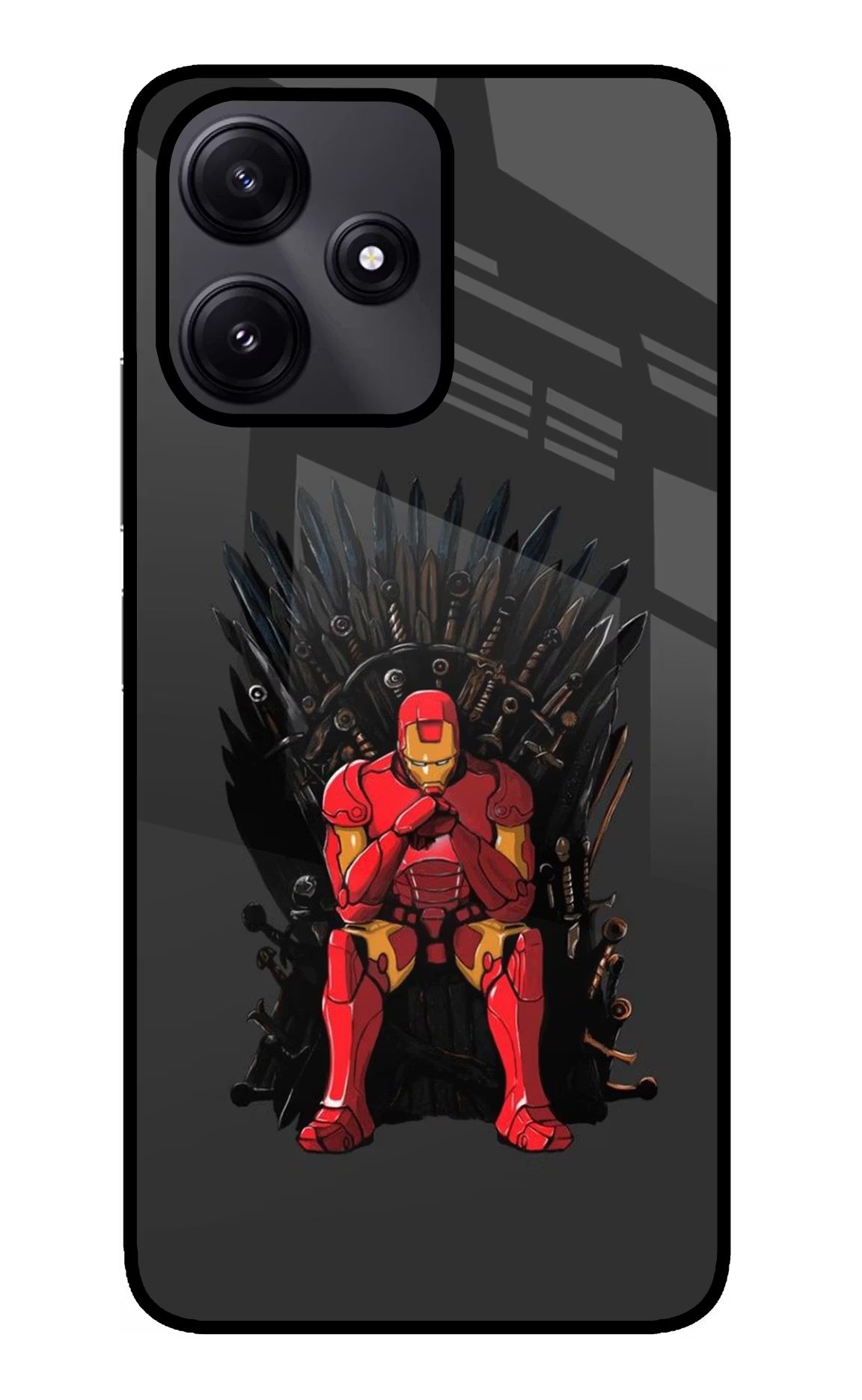Ironman Throne Poco M6 Pro 5G Back Cover - Ironman Throne Poco M6 Pro 5G Glass Case Back Cover by Casekaro Ironman Throne Poco M6 Pro 5G Glass Case Back Cover by Casekaro