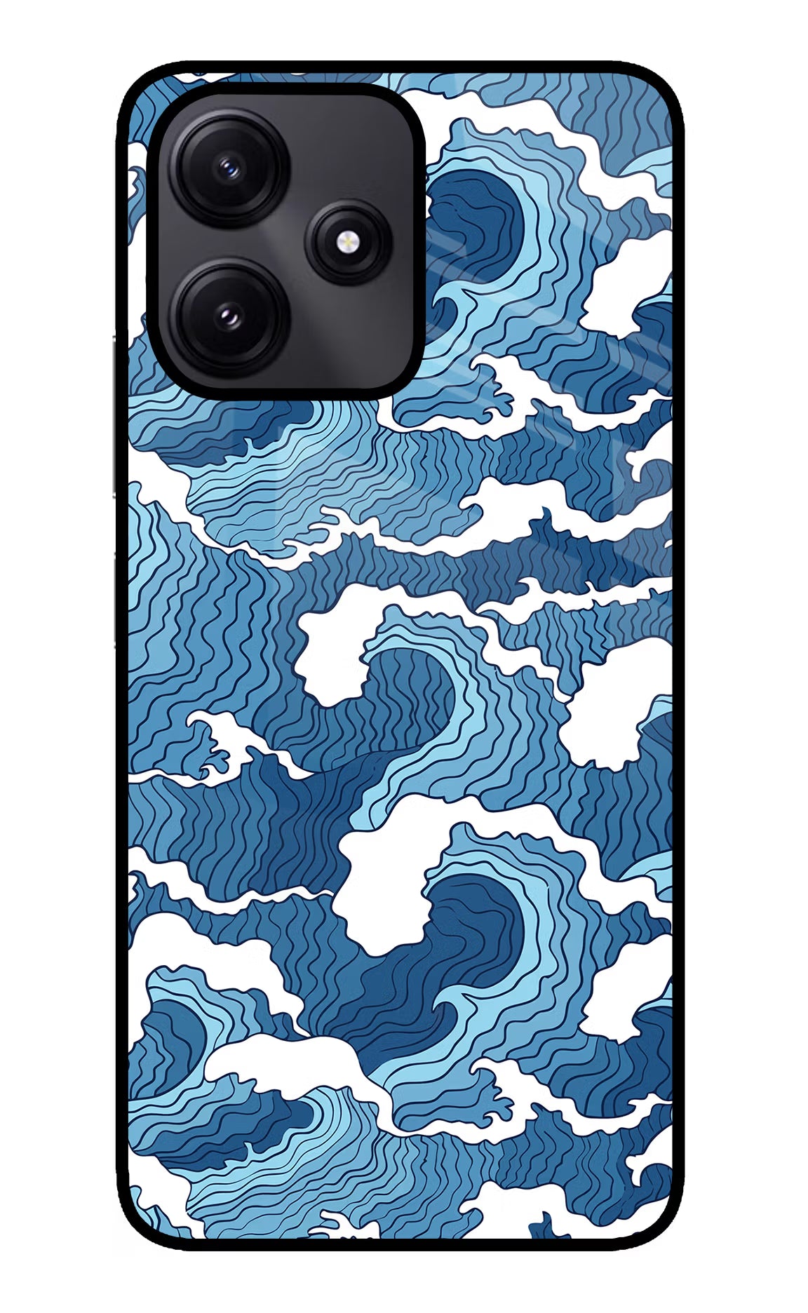 Blue Waves Poco M6 Pro 5G Back Cover - Blue Waves Poco M6 Pro 5G Glass Case Back Cover by Casekaro Blue Waves Poco M6 Pro 5G Glass Case Back Cover by Casekaro