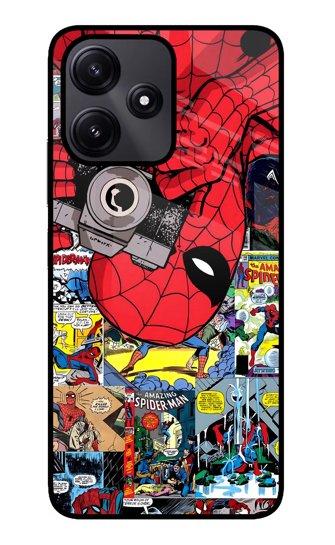 Spider Man Poco M6 Pro 5G Glass Case - Spider Man Poco M6 Pro 5G Glass Case Spider Man Poco M6 Pro 5G Glass Case