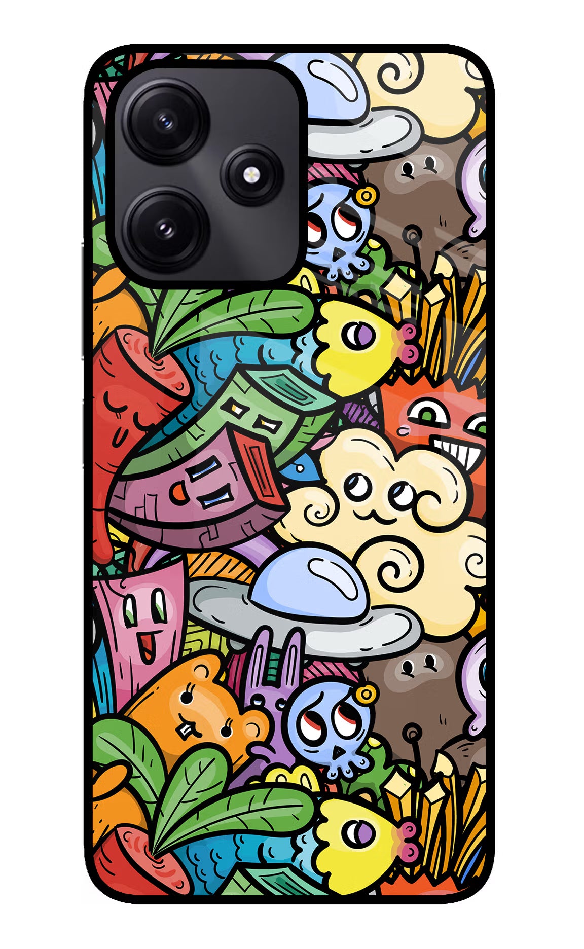 Veggie Doodle Poco M6 Pro 5G Back Cover - Veggie Doodle Poco M6 Pro 5G Glass Case Back Cover by Casekaro Veggie Doodle Poco M6 Pro 5G Glass Case Back Cover by Casekaro
