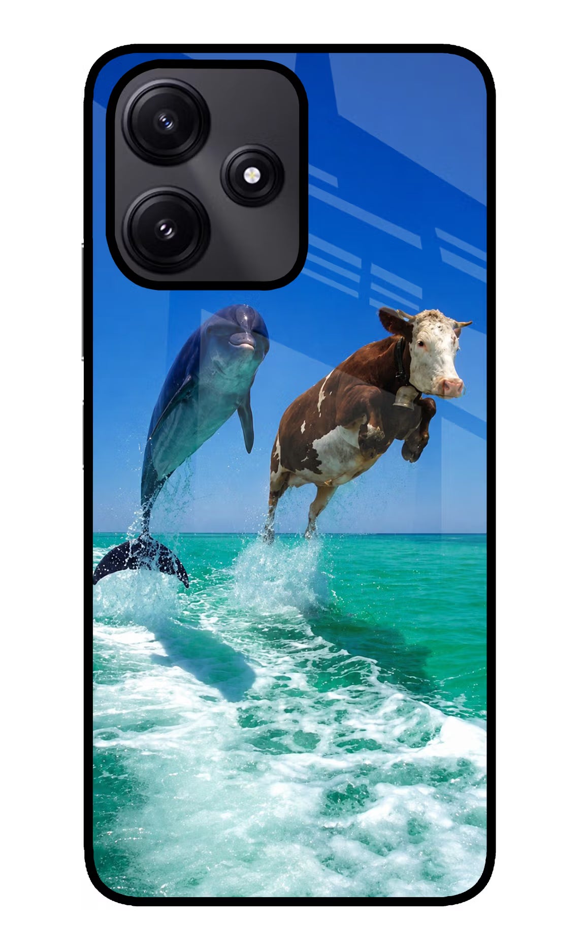 Dolphin vs Cow Poco M6 Pro 5G Glass Case - Dolphin vs Cow Poco M6 Pro 5G Glass Case Dolphin vs Cow Poco M6 Pro 5G Glass Case