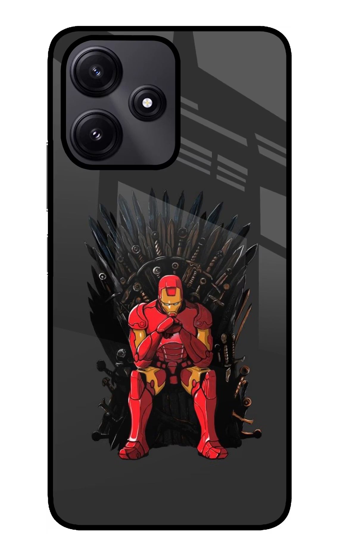 Ironman Throne Redmi 12 5G Glass Case - Ironman Throne Redmi 12 5G Glass Case Ironman Throne Redmi 12 5G Glass Case