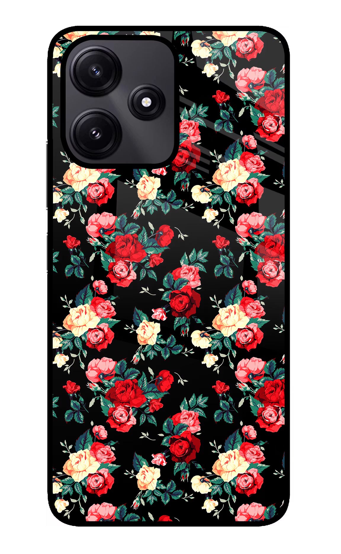 Rose Pattern Redmi 12 5G Glass Case - Rose Pattern Redmi 12 5G Glass Case Rose Pattern Redmi 12 5G Glass Case