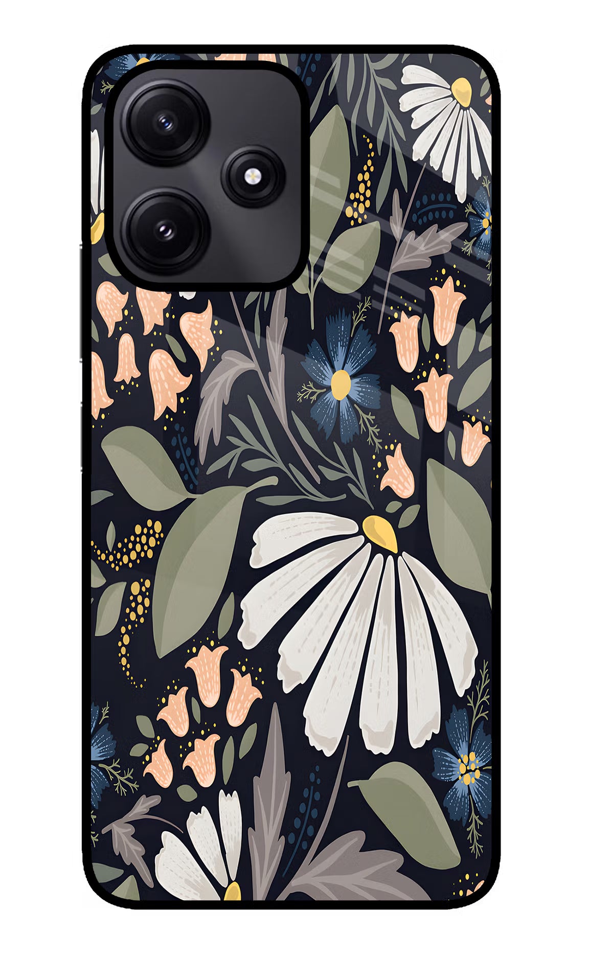 Flowers Art Redmi 12 5G Glass Case - Flowers Art Redmi 12 5G Glass Case Flowers Art Redmi 12 5G Glass Case