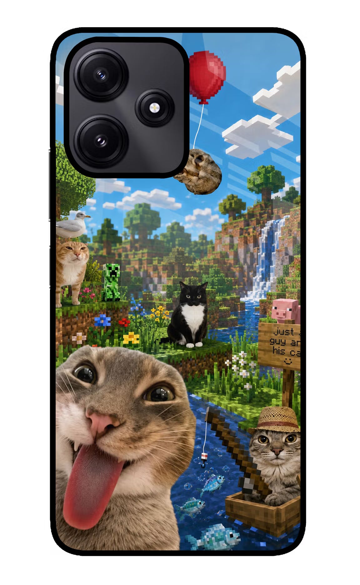 Minecraft Cat Chaos Redmi 12 5G Glass Case - Minecraft Cat Chaos Redmi 12 5G Glass Case Minecraft Cat Chaos Redmi 12 5G Glass Case
